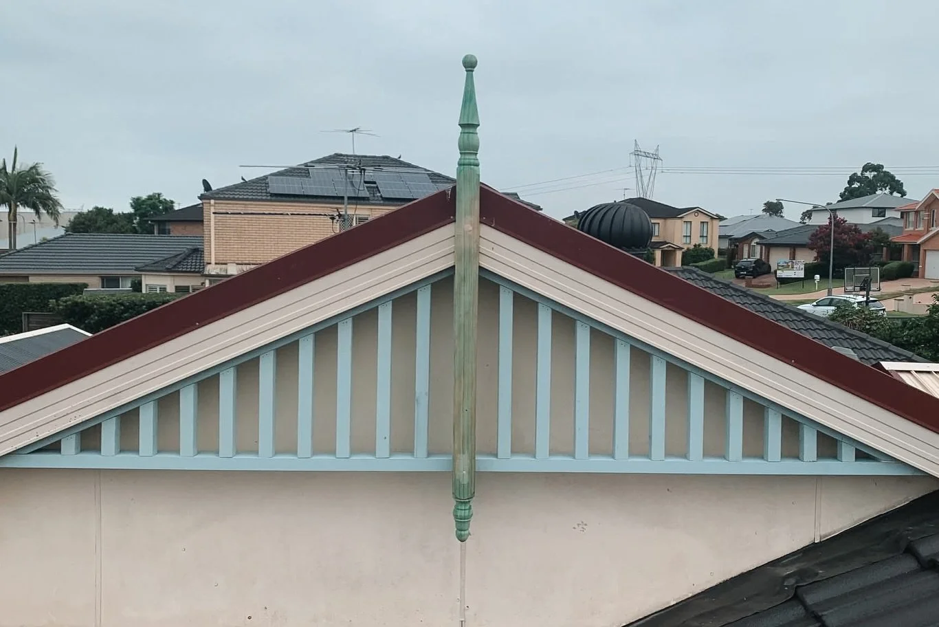 New gable and finial ready for paint 🏡 Small changes to really make a difference to this front facade ✨ 

📞 Call Dean on 0409 245 268 to organise a free quote 📞