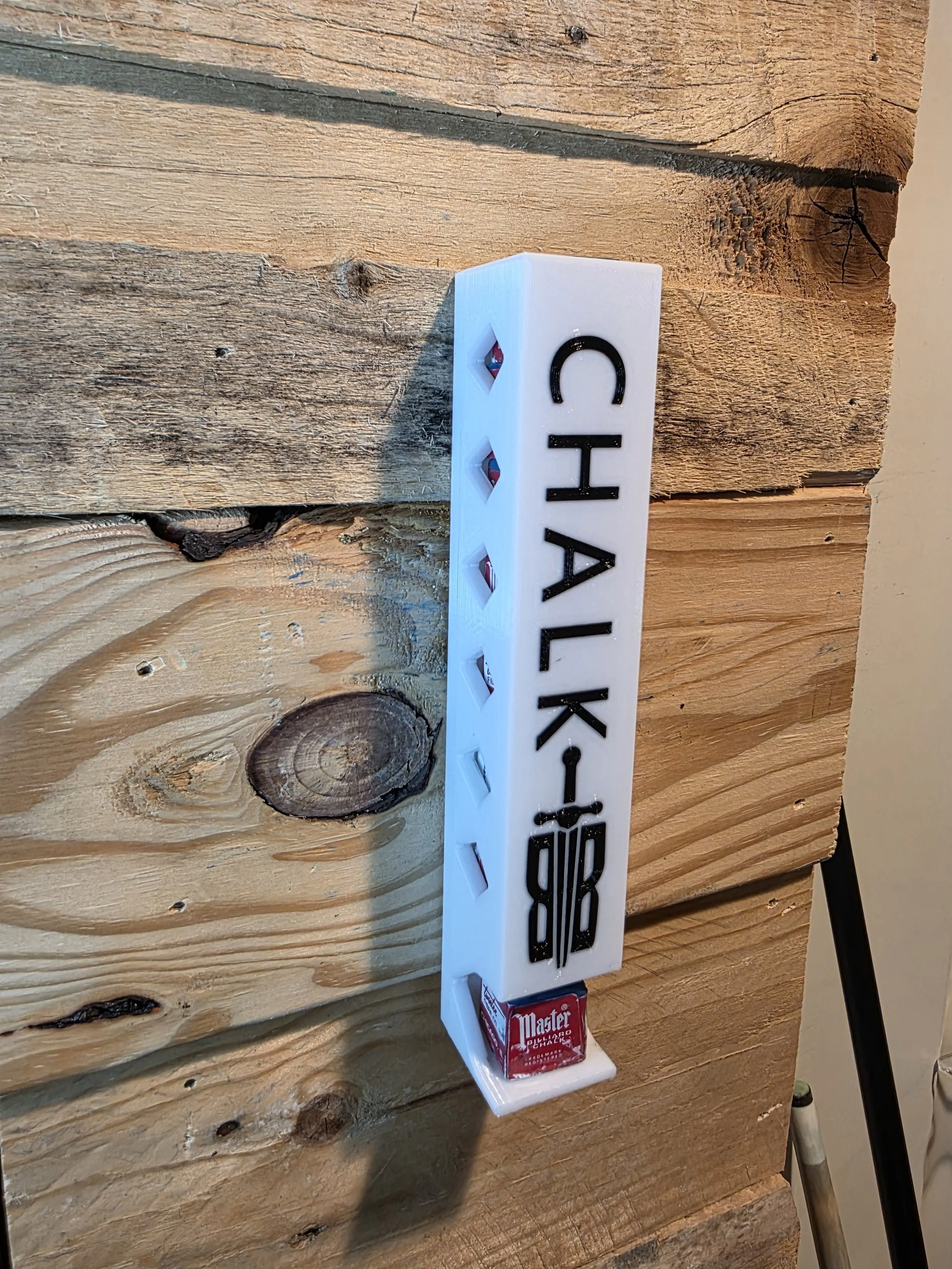 cube caddy wall mounted billiards chalk holder. white