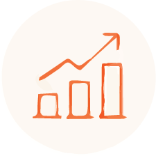 Graphic of an upward trending bar chart in orange
