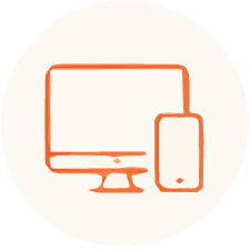 Outline of a computer monitor and a smartphone side by side