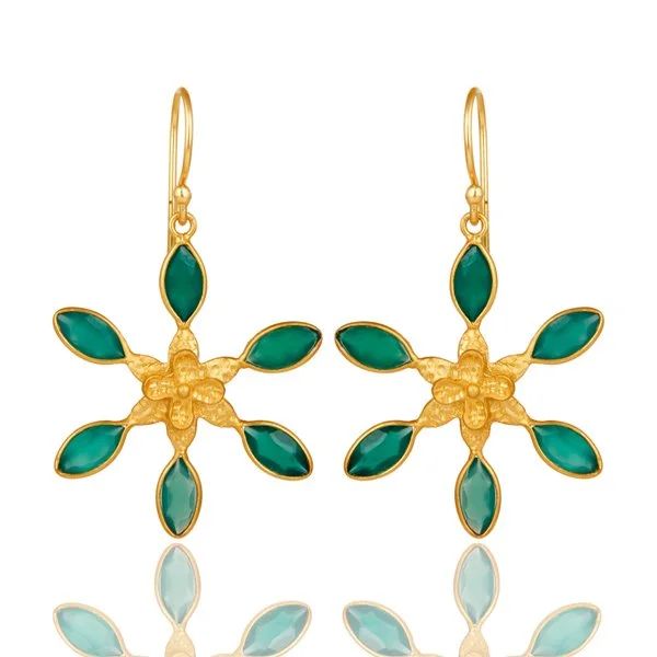 QG Fiorella Green Onyx Flower Errings Front.jpg