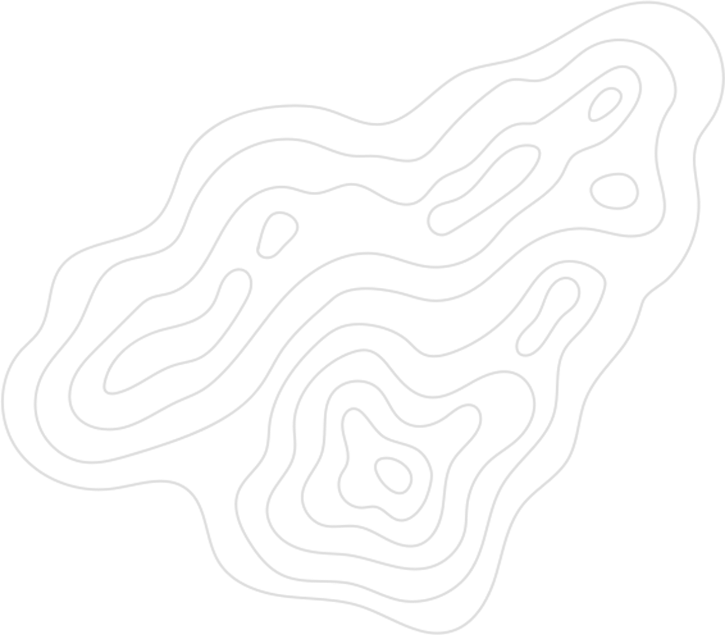 Black background with white concentric irregular lines forming a topographic contour map.