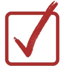 Red checkmark inside a square box