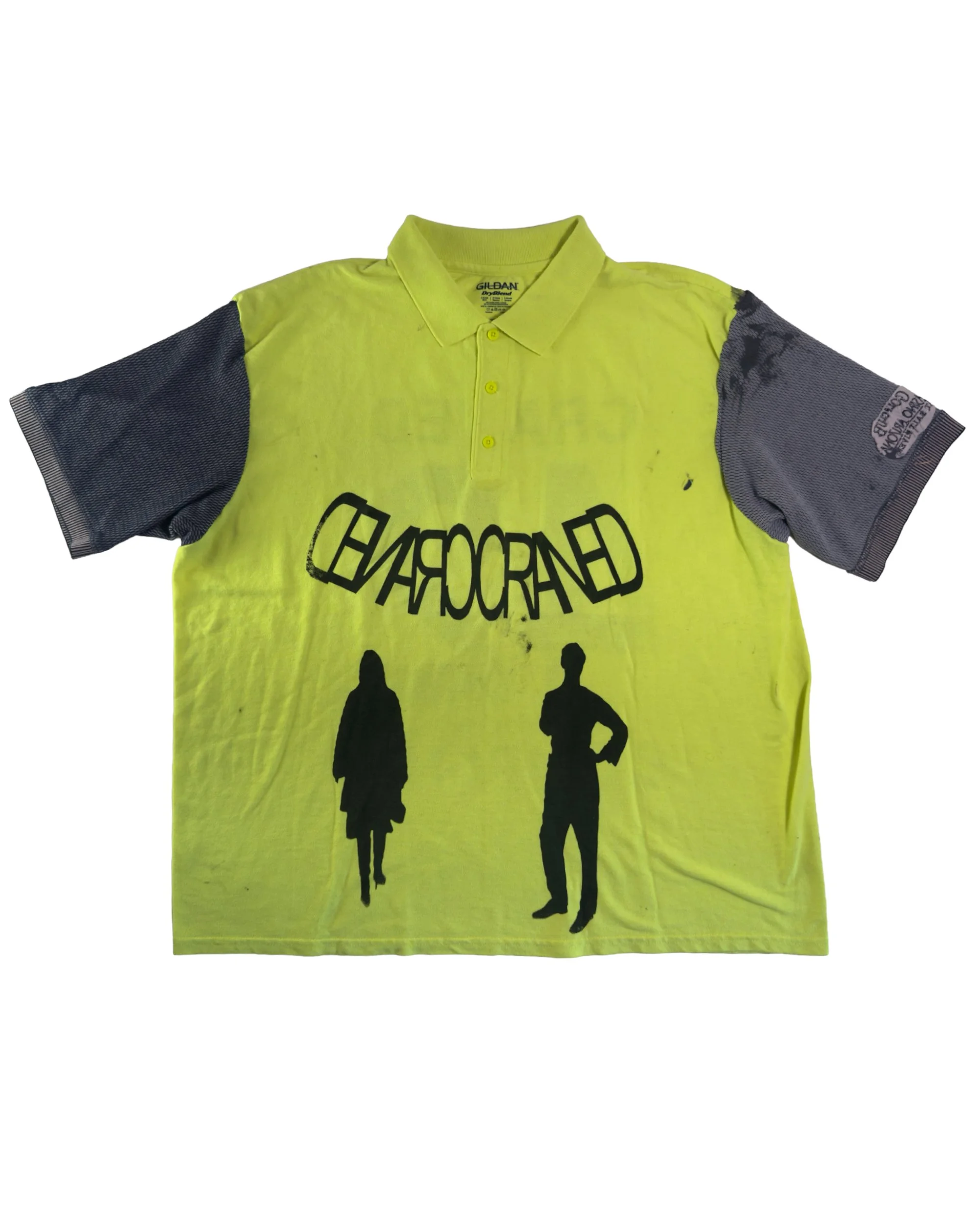 "Mirrored Craned 42" Yellow Swapped Sleeve Polo SIZE L