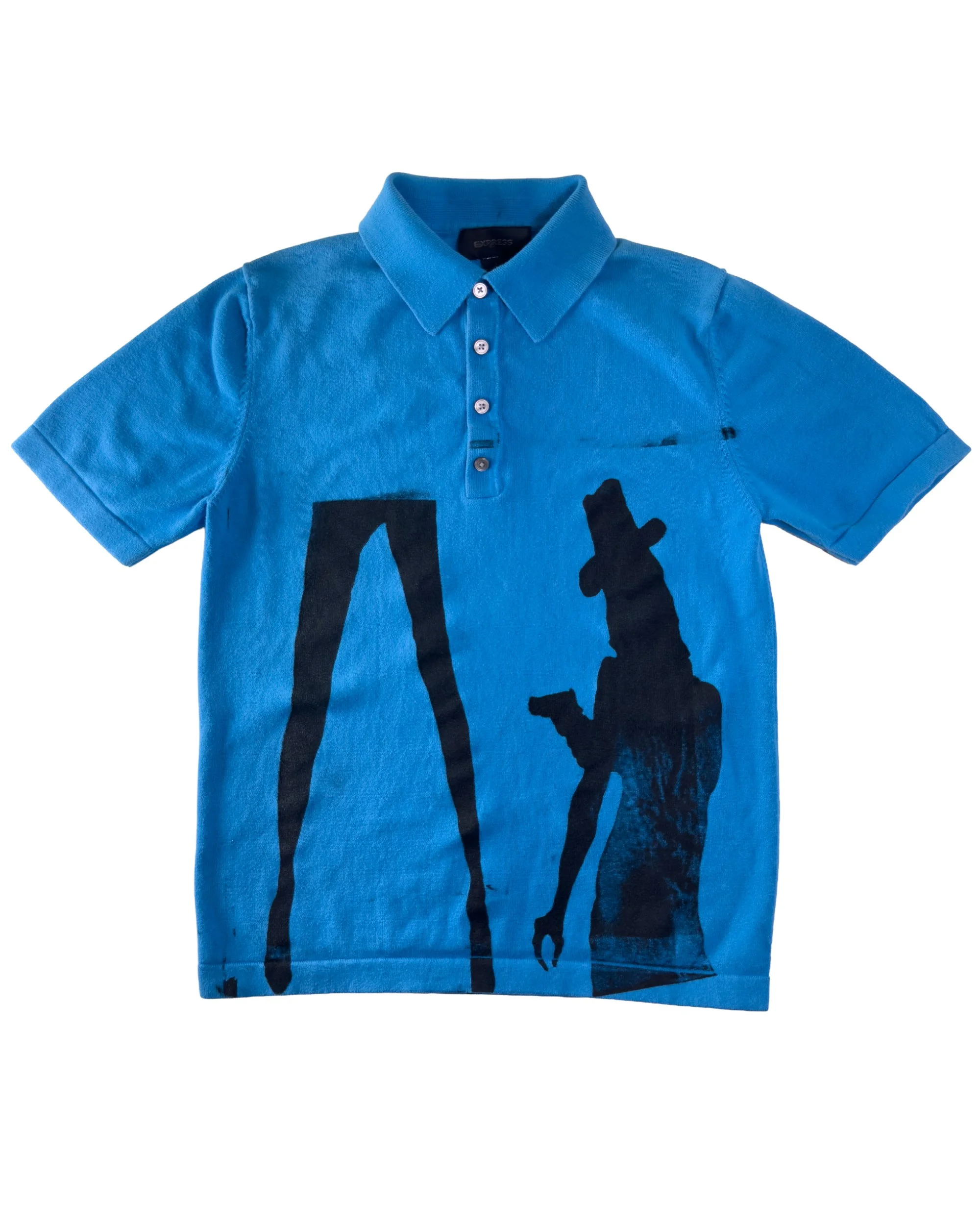 "Split Cowgirl & 42" Blue Polo SIZE S