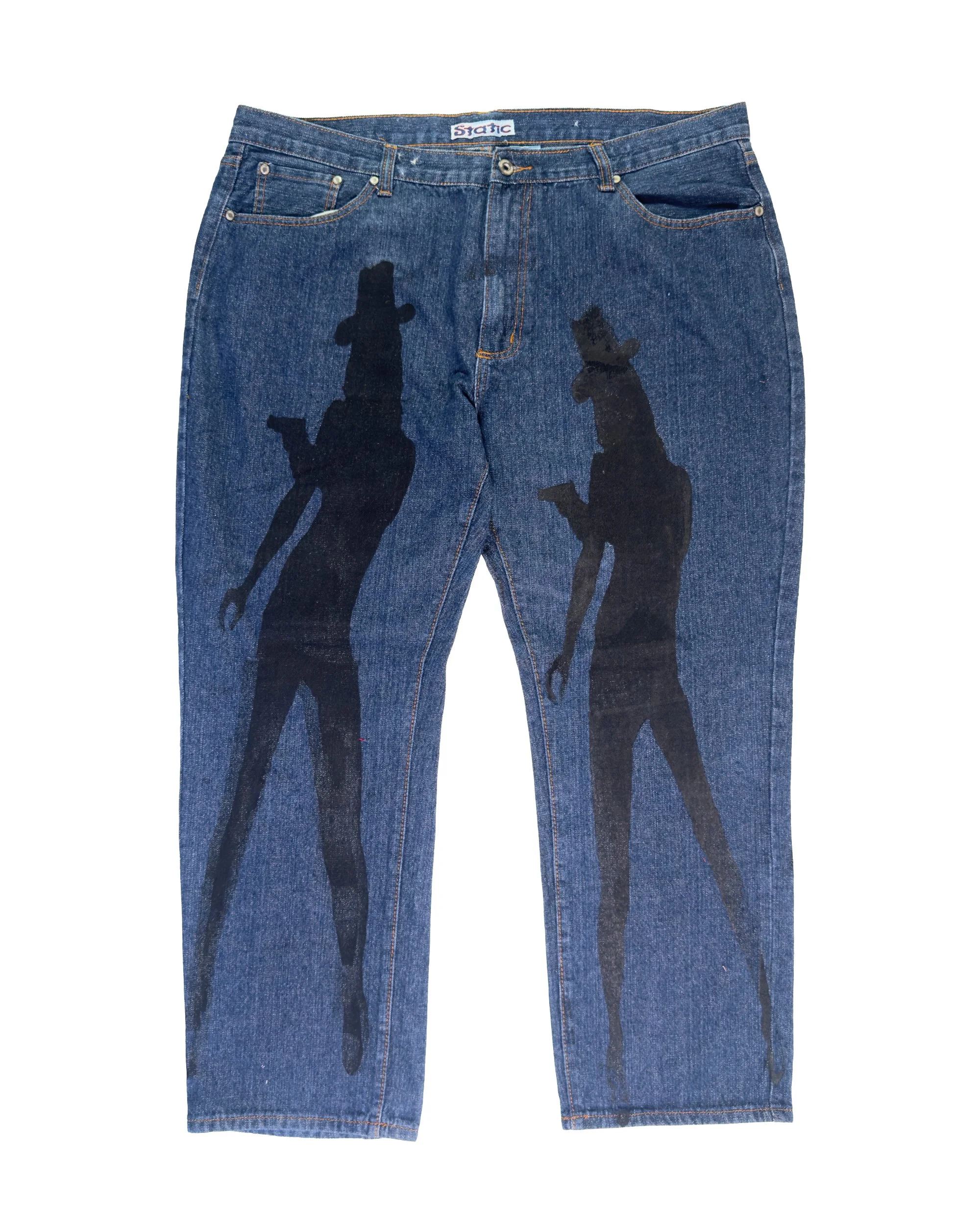 "Cowgirl With A Gun" Dark Wash Jeans Relaxed Fit SIZE 40X30