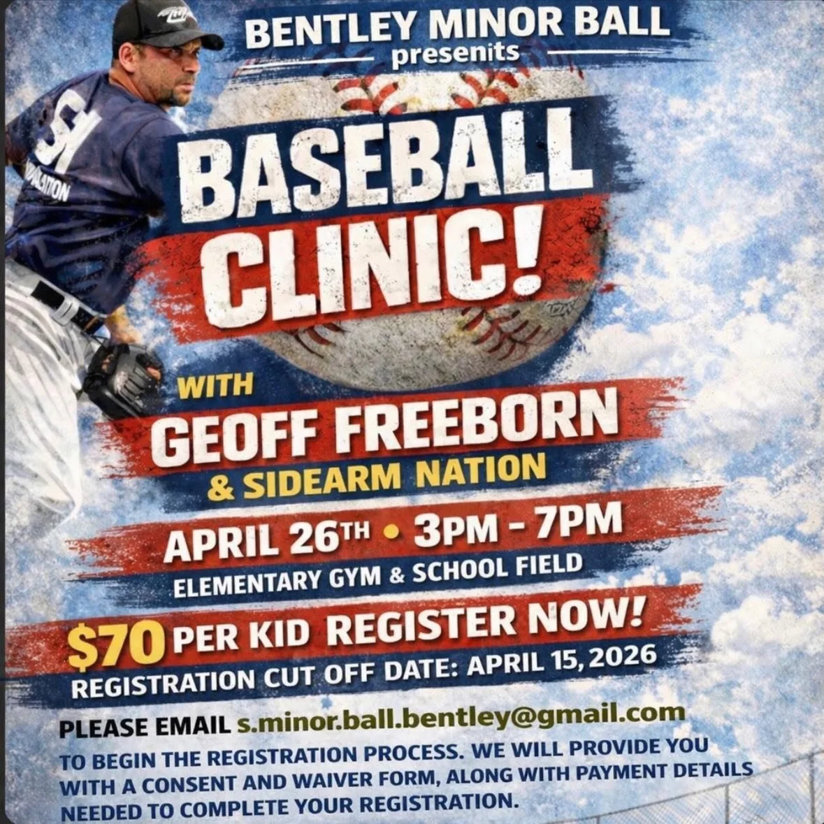 ⚾🔥 Baseball Clinic Announcement! 🔥⚾

We&rsquo;re excited to announce an upcoming baseball clinic hosted by Sidearmnation President, Geoff Freeborn!

This special clinic will be held in partnership with Bentley Minor Ball on April 26th &mdash; and y