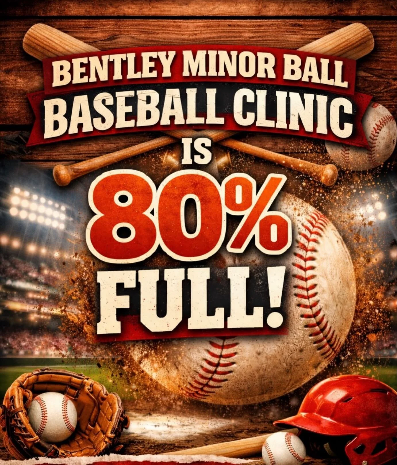 ⚾️ Our Baseball Clinic is 80 % FULL! ⚾️

Spots are filling up fast and we&rsquo;re getting close to capacity! Don&rsquo;t miss out on this awesome opportunity for your athlete to learn, develop, and have fun on the field.

⏳ First Come, First Serve&m