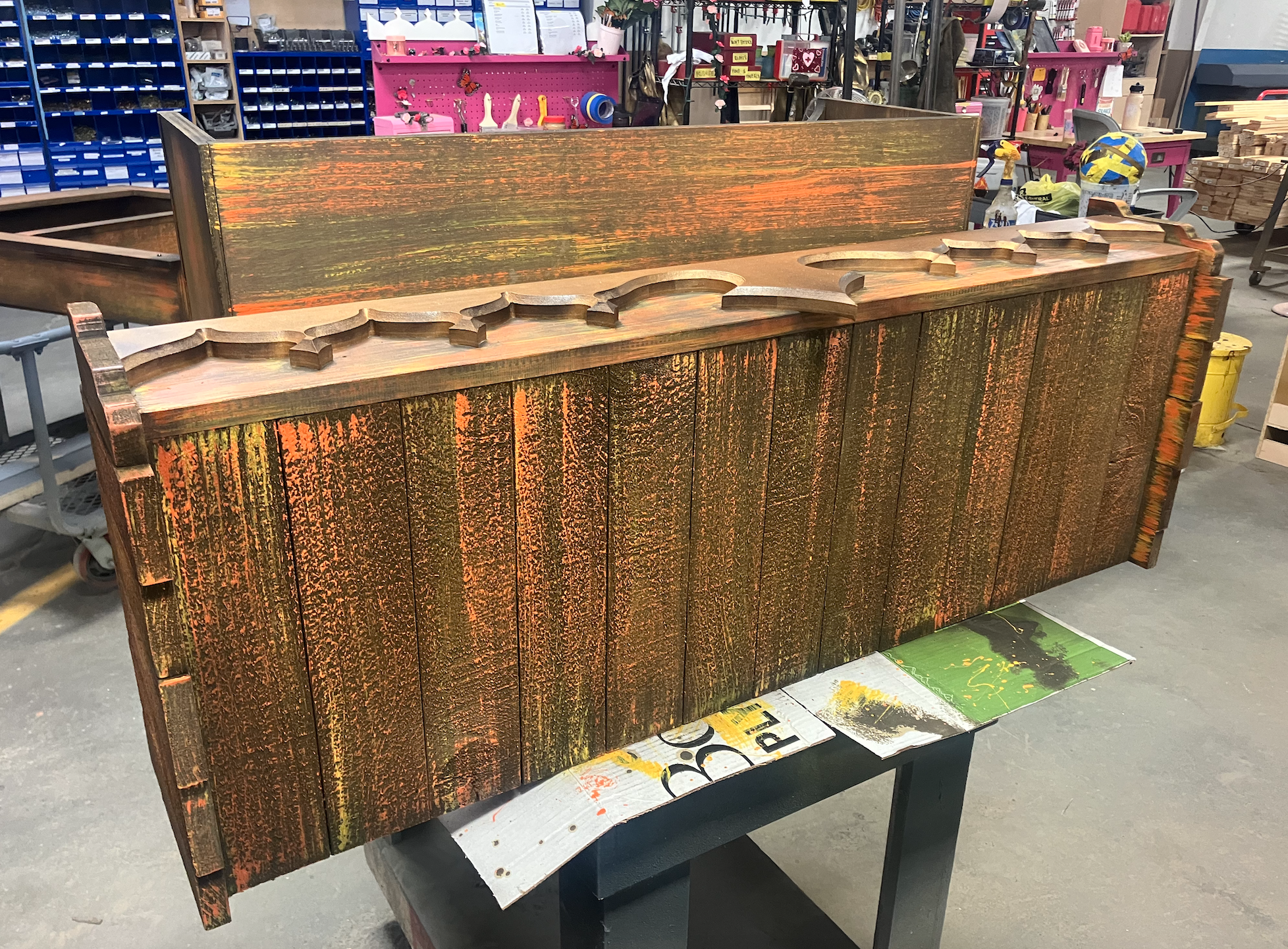 Materials: ChemCraft Dark Walnut Stain, Latex Paint, Vinyl Stickers