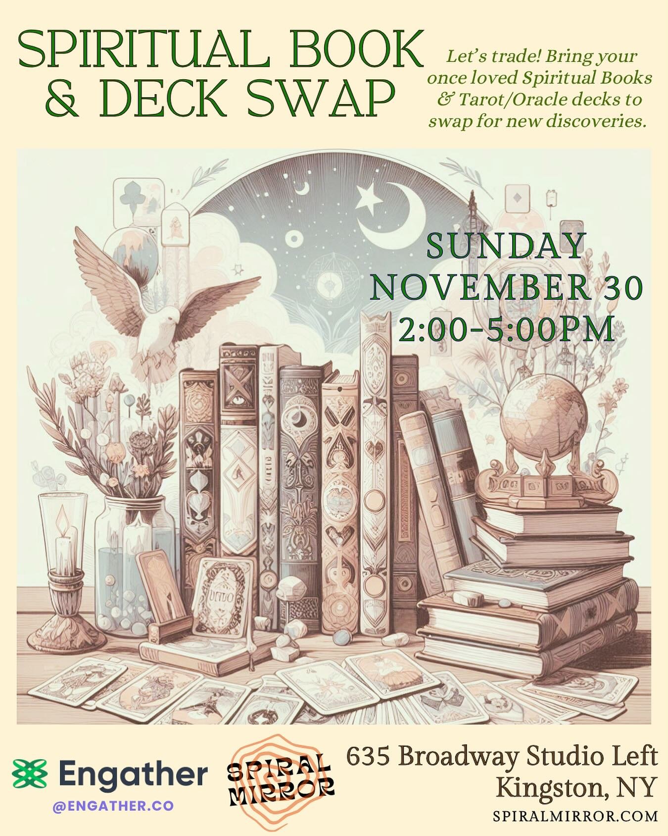 One of our favorite events is happening this Sunday &mdash; it&rsquo;s the return of the 𝑴𝒆𝒕𝒂𝒑𝒉𝒚𝒔𝒊𝒄𝒂𝒍 𝑩𝒐𝒐𝒌 &amp; 𝑫𝒆𝒄𝒌 𝑺𝒘𝒂𝒑! 

We started this in collaboration with @engather.co in February&mdash;back when we were in our pop-up