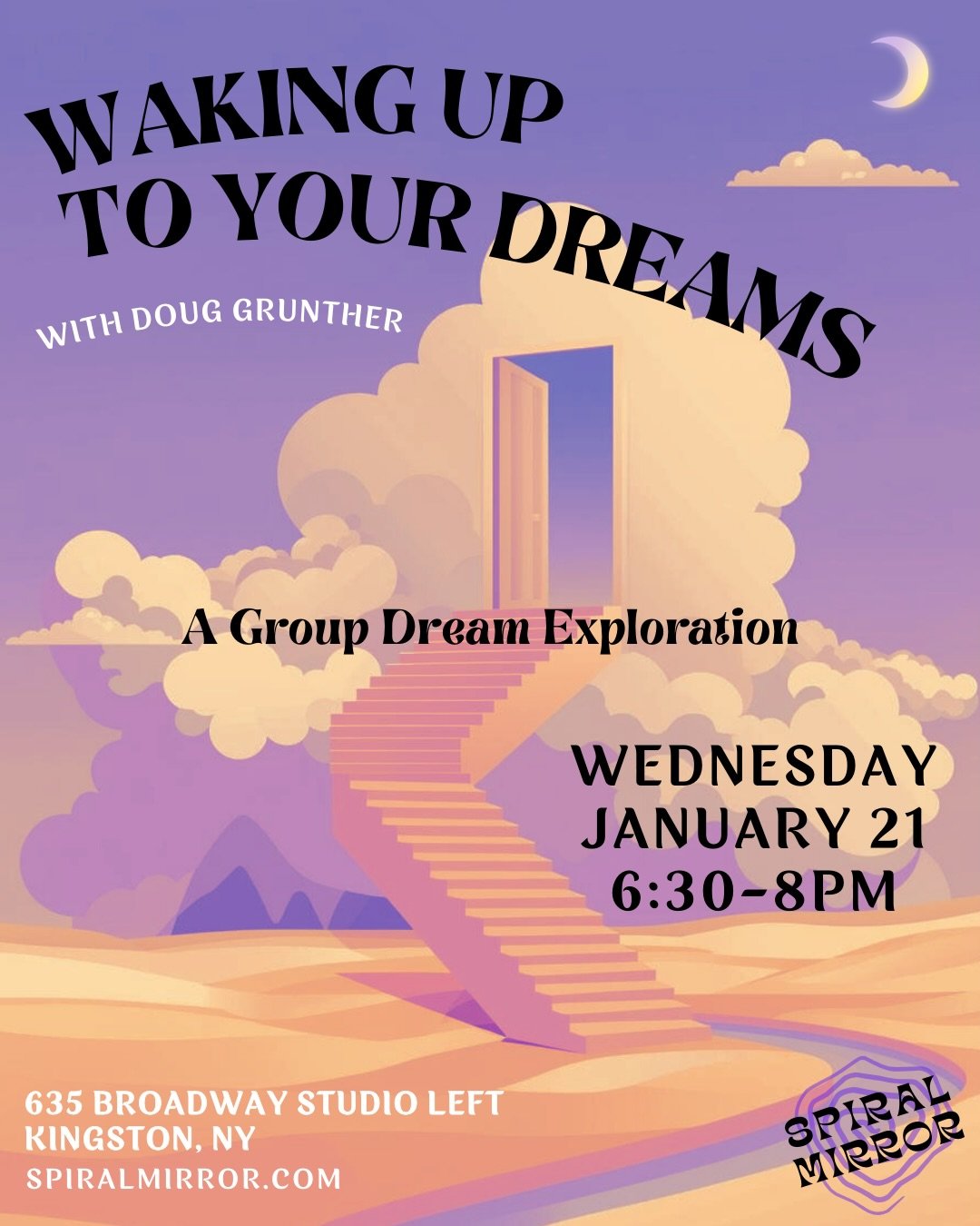 WAKING UP TO YOUR DREAMS
A Group Dream Exploration &bull; 1/21
😴
Join us for an exciting and creative program of group dream exploration with Doug Grunther, host of The Woodstock Roundtable on @radiowoodstock 
💭
Throughout human history, dreams hav