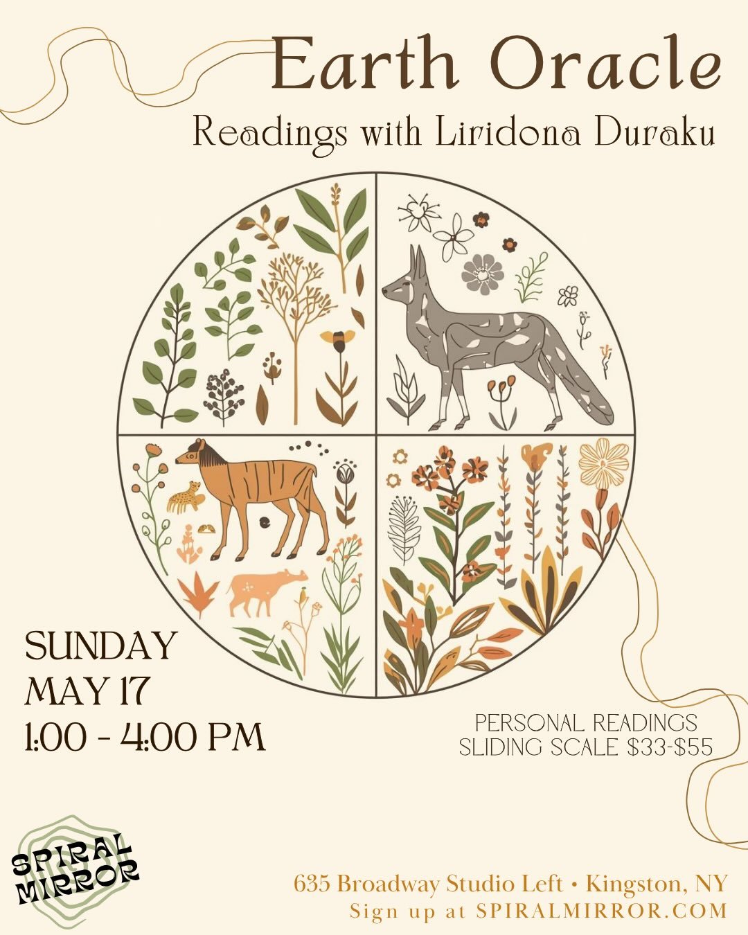 Lucky us &mdash; @lirimeansfree will be at Spiral Mirror twice this month to share her earth-rooted wisdom and creative guidance. Liri is both an artist and an herbalist, and her practices combine land art, spirit, and ancestry. These are two unique 