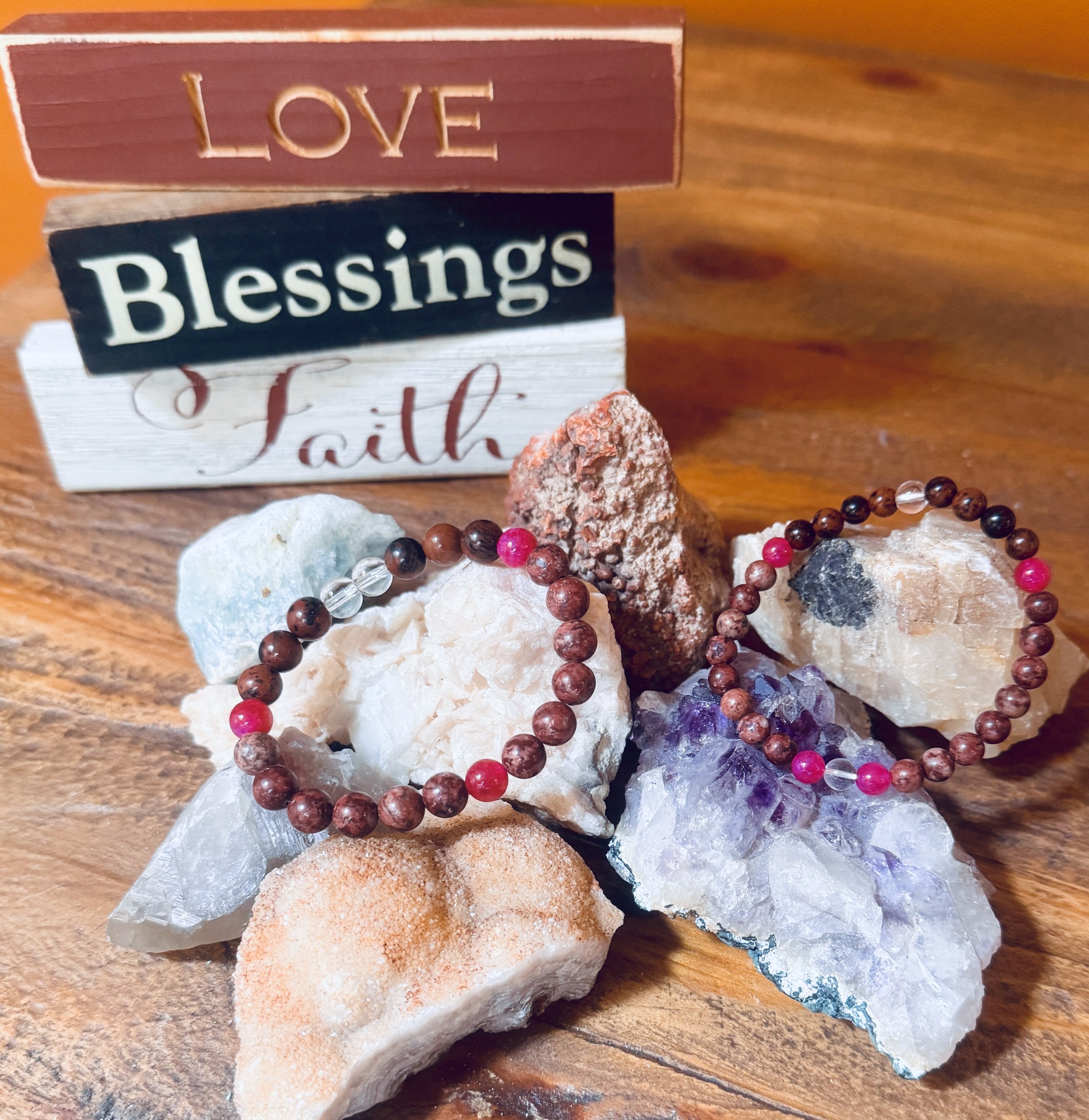 Authentic Self Bracelets ~ "I Am Worthy. I Am Loved.” — Eudialyte, Pink Tourmaline, Clear Quartz