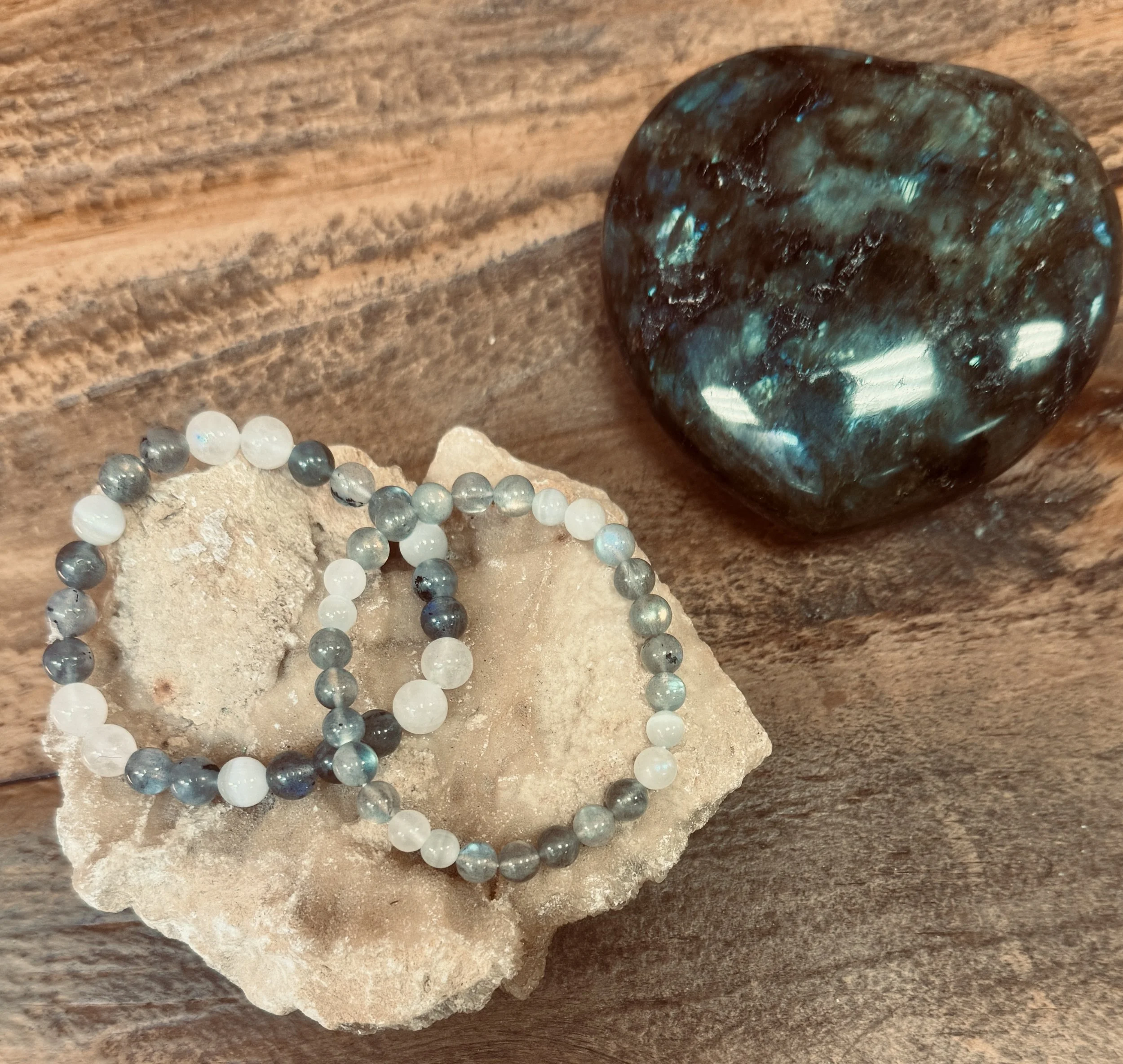 Do You Believe in Magic? Bracelets ~ "I Am Open to the Gifts of the Divine Mother, Spirit Guides & Angels”  —  Labradorite, Selenite