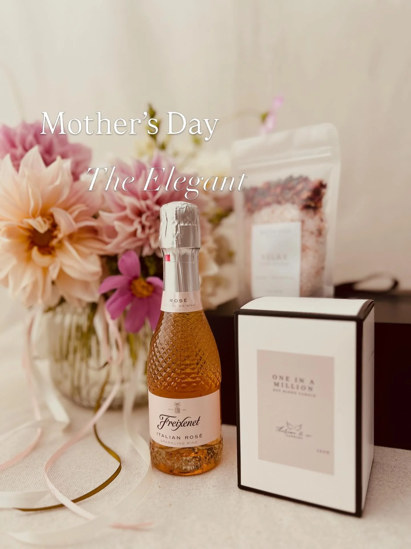 Introducing the first of our Mother&rsquo;s Day bundles. This one we&rsquo;ve named Luxe Bloom | The Elegant. Because she is.

Featuring a soothing mineral soak, a hand-poured soy candle and a bottle of elegant Freixenet Italian Rose&rsquo; sparkling