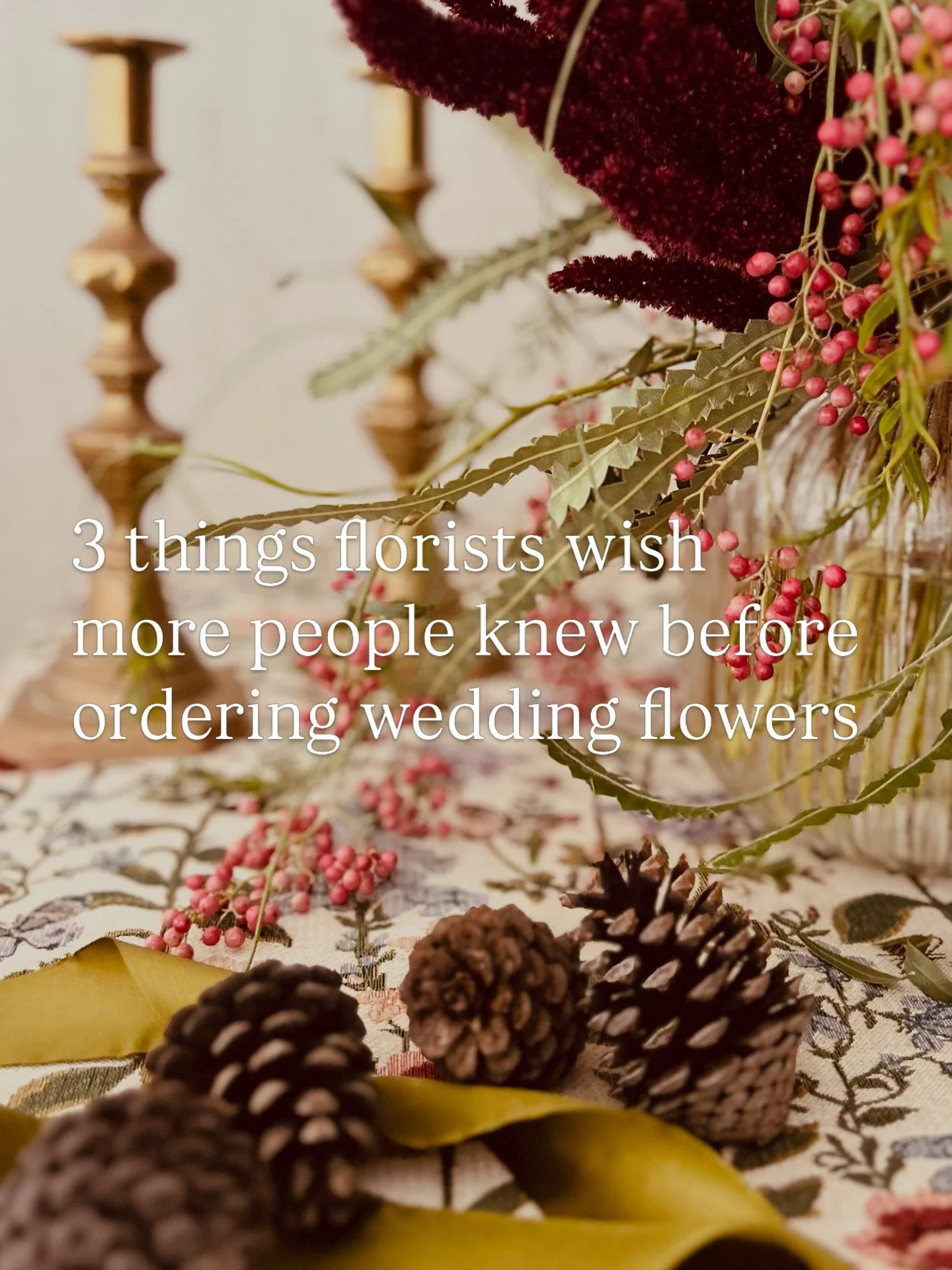 Before you order wedding flowers, there&rsquo;s a few things that will make the whole experience much smoother and the end result so much better.

1. Budget vs Expectations 
Your budget shapes everything. Wedding flowers vary vastly depending on scal