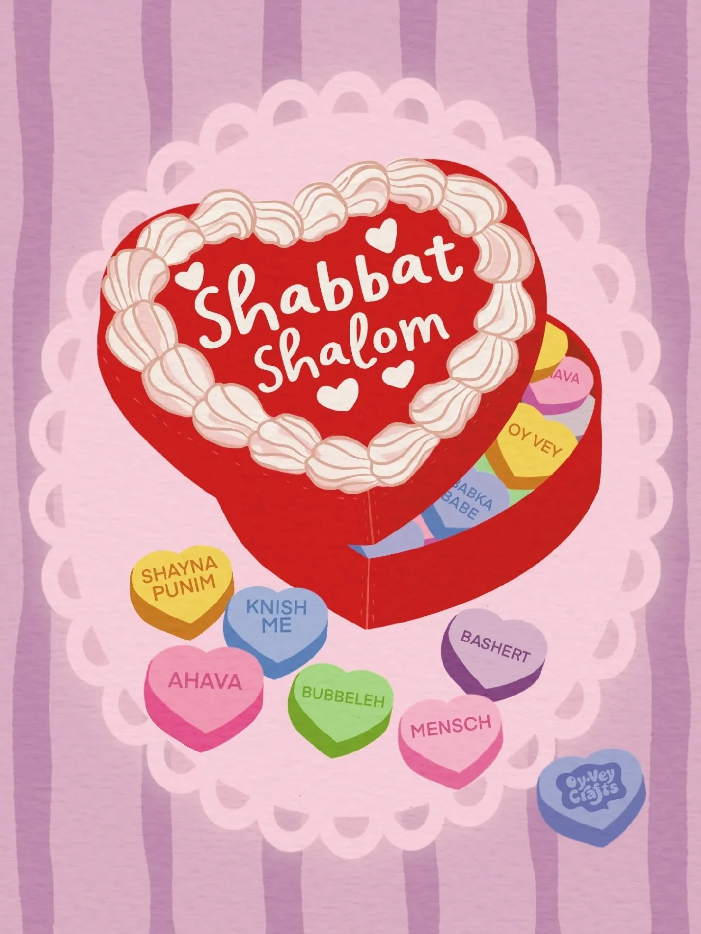 Shabbat Shalom and Happy Valentine&rsquo;s/Galentine's Day 💗
Wishing everyone a sweet, cozy Shabbat filled with love, friendship, and maybe a few candy hearts.

#ShabbatShalom #JewishArt #JewishIllustrator #JewishJoy ValentinesDay Galentines Surface