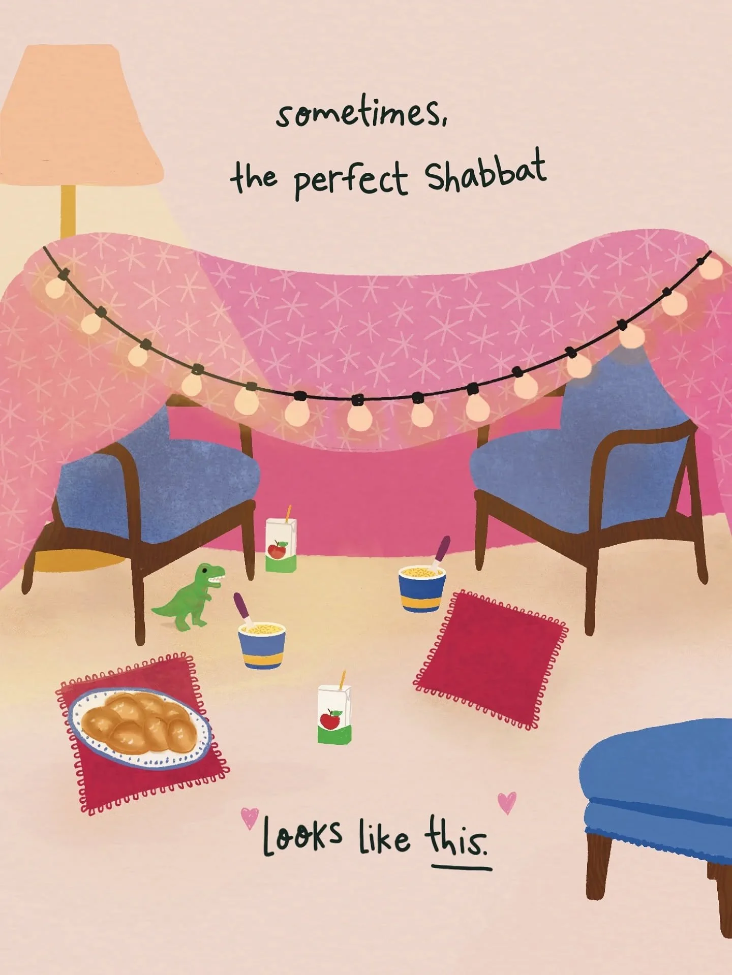 Solo parenting this week has been a good reminder that things don&rsquo;t always have to look perfect to feel special.

✡️Sometimes Shabbat is a beautifully set table.
Sometimes it&rsquo;s a blanket fort in the living room, mac &amp; cheese cups, jui