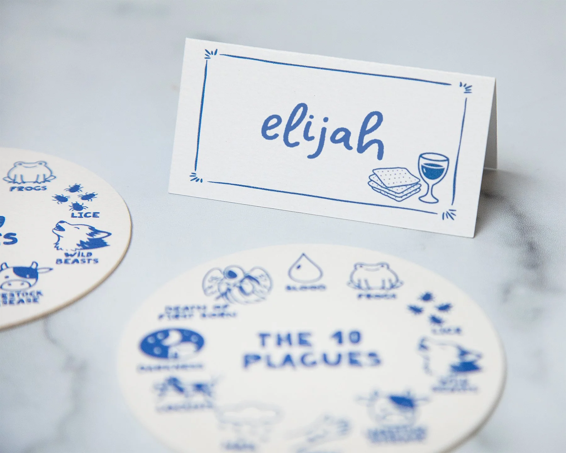 Passover Seder Place Cards – Set of 11 | Blank or Custom Printed Guest Names