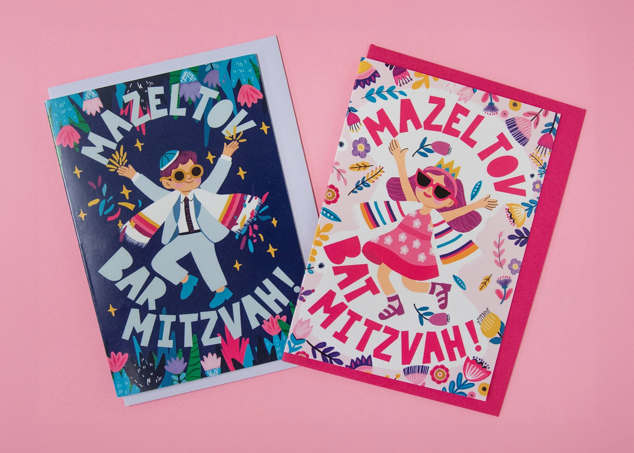 Mazel Tov Bar Mitzvah and Bat Mitzvah! Two Card Pack