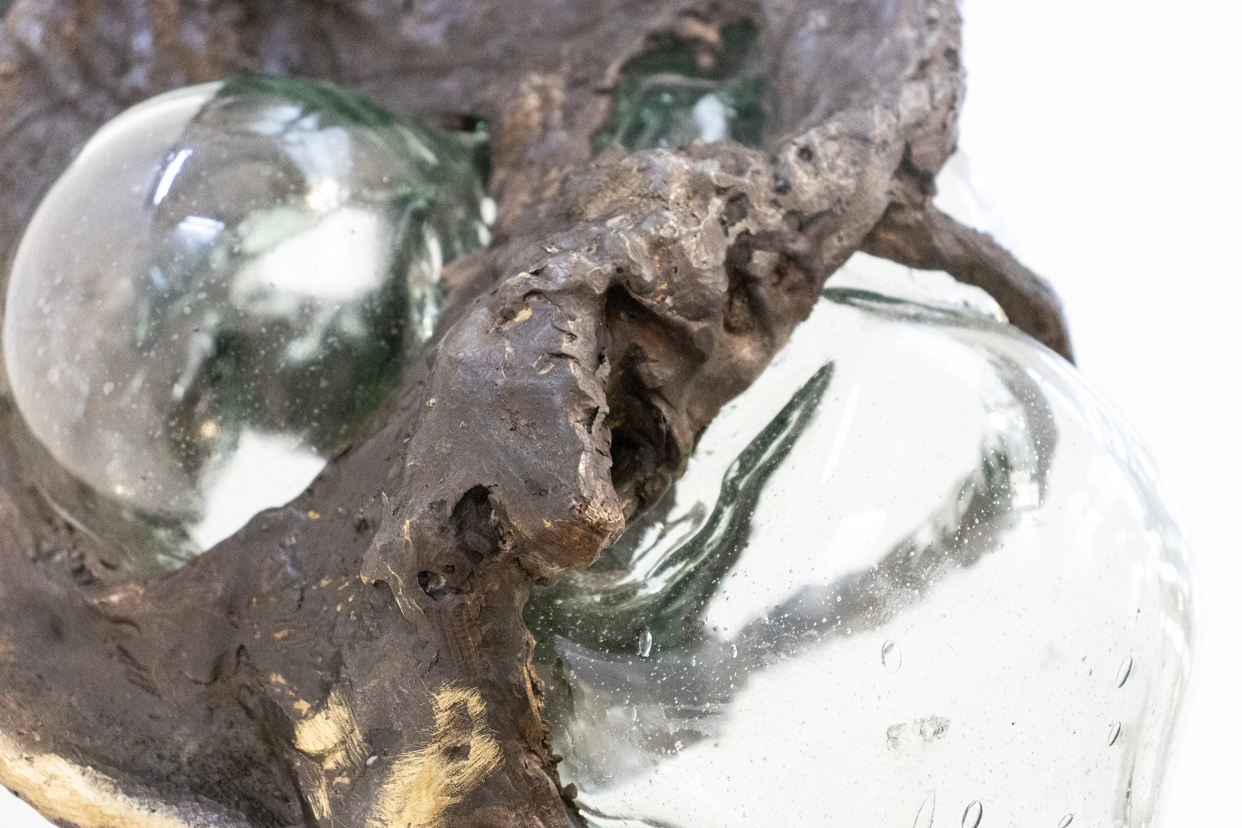 Close-up of a dark, textured rock with patches of shiny, reflective surface, possibly glass or mineral.