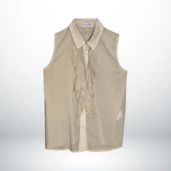 SLEVELESS SHIRT WITH RUFFLES