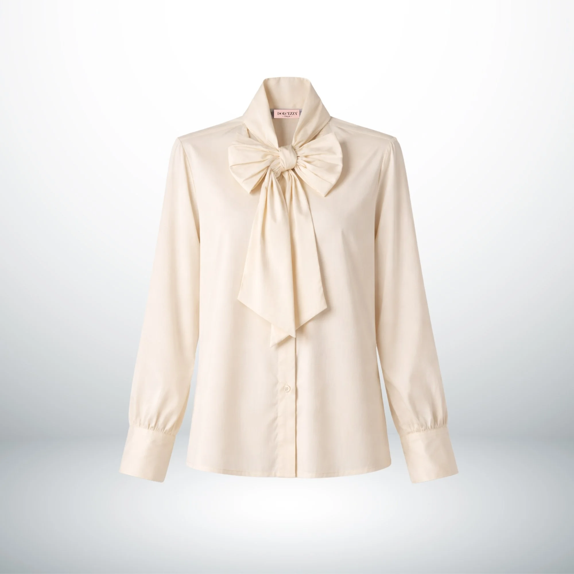 SELF-TIE NECK BOW COTTON SHIRT