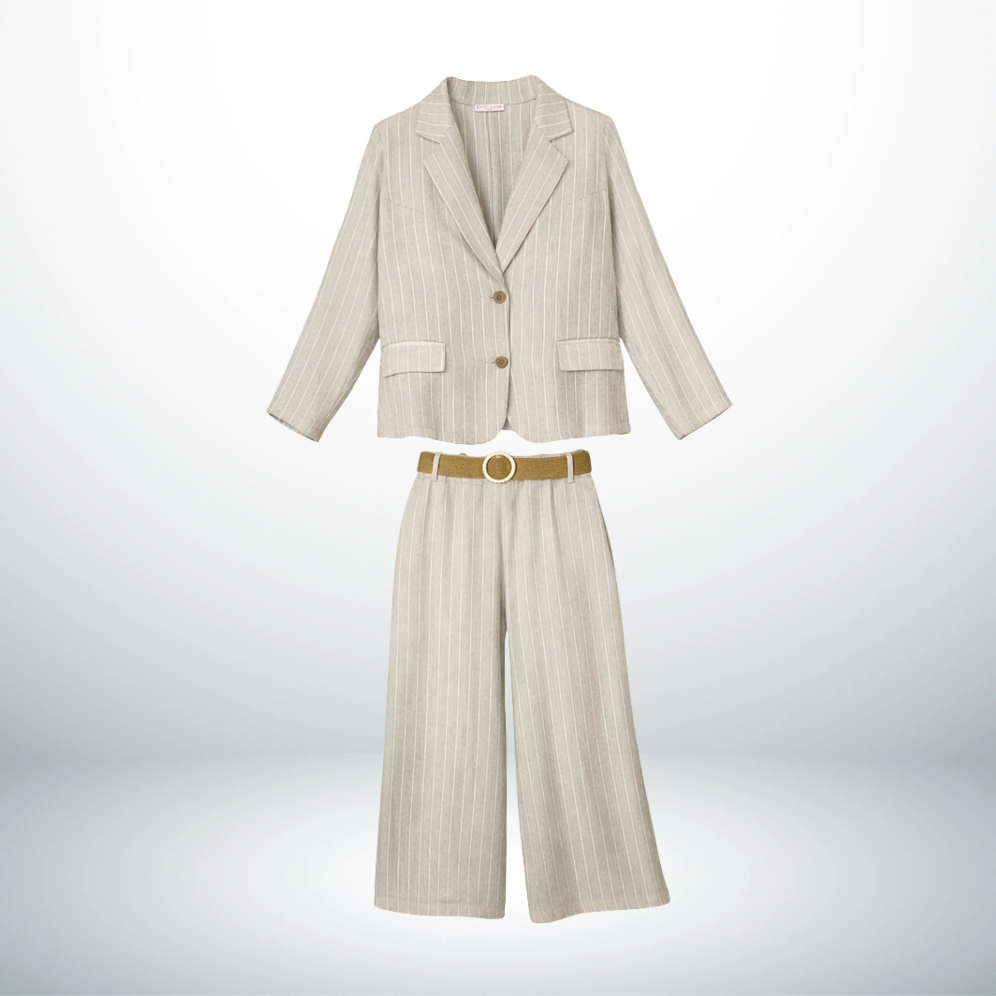 TUSCANY BEIGE AND WHITE STRIPED LINEN SET