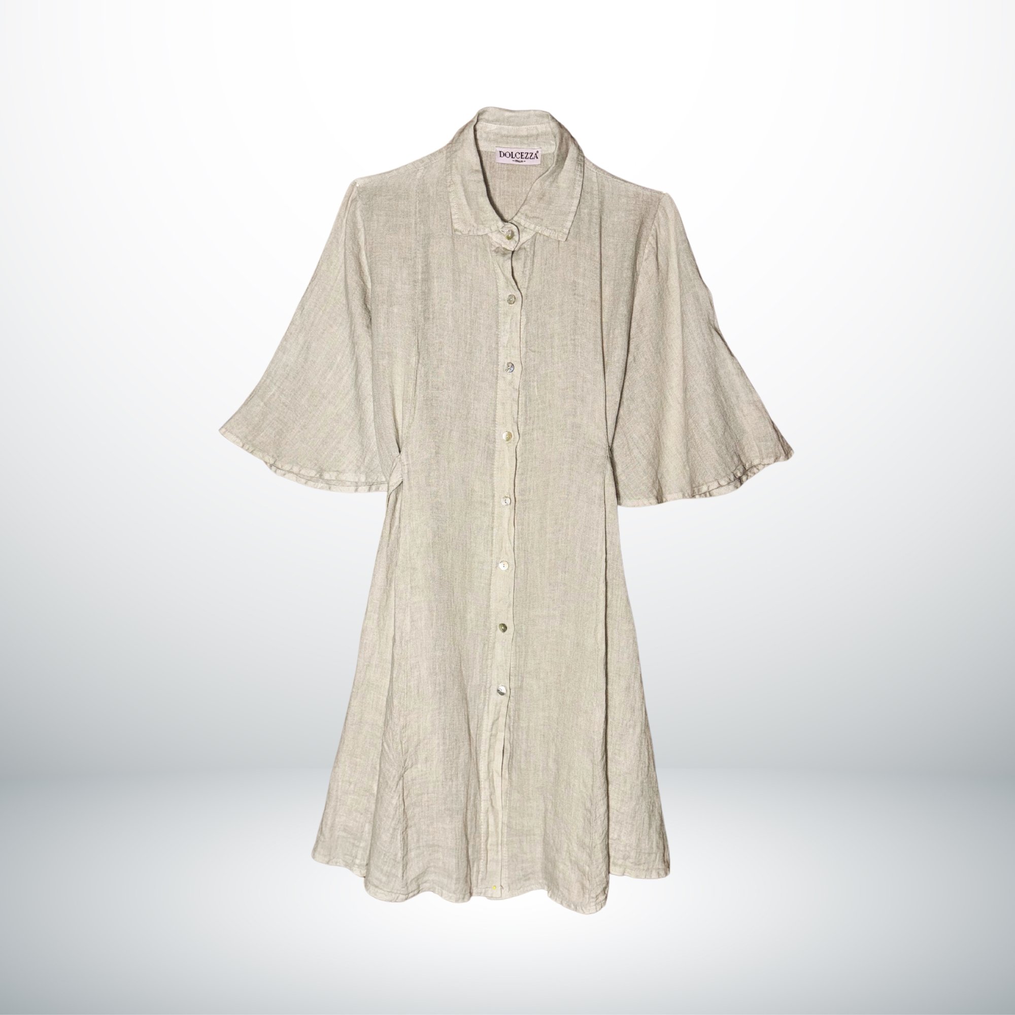 BEIGE NATURAL LINEN DRESS