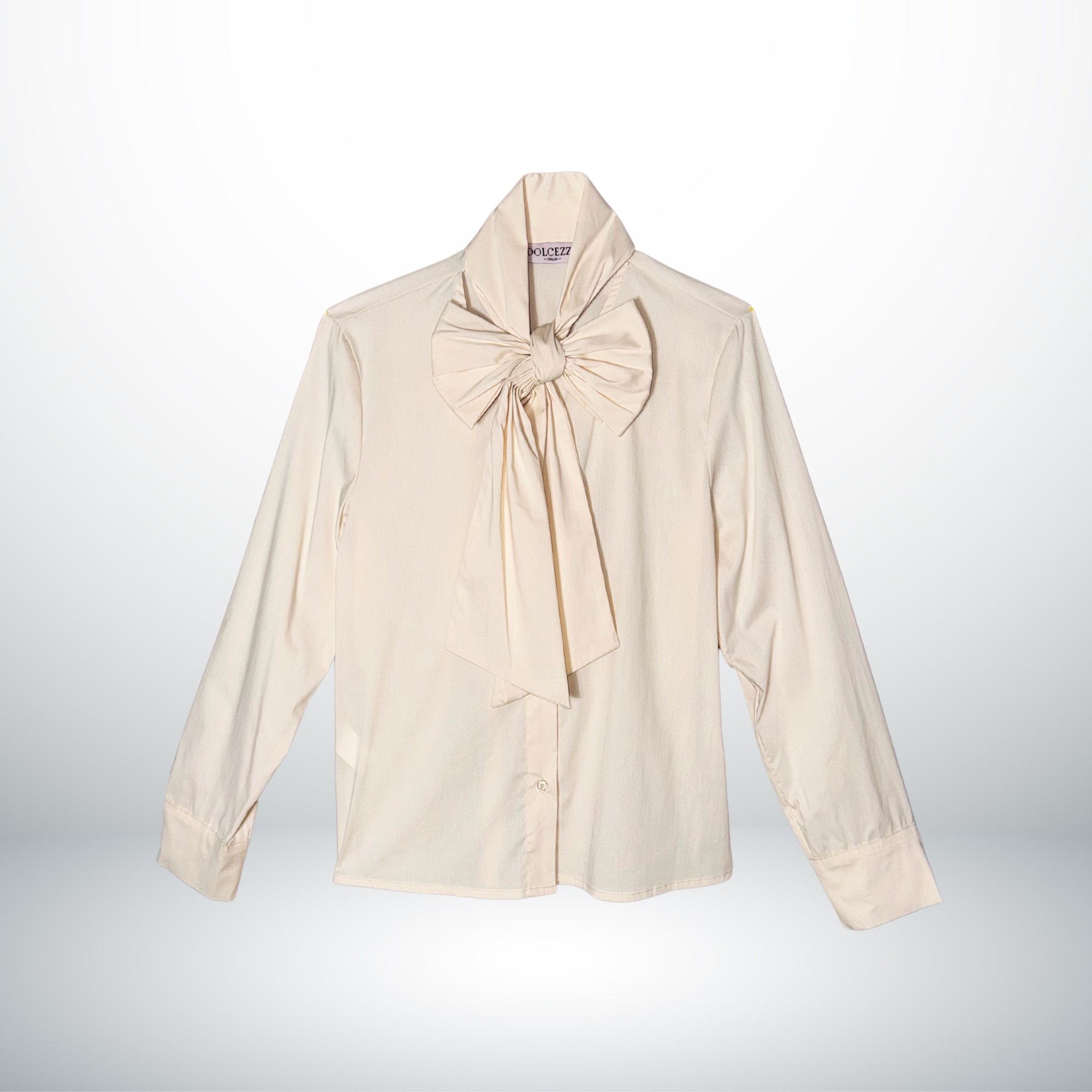 SELF-TIE NECK BOW COTTON SHIRT