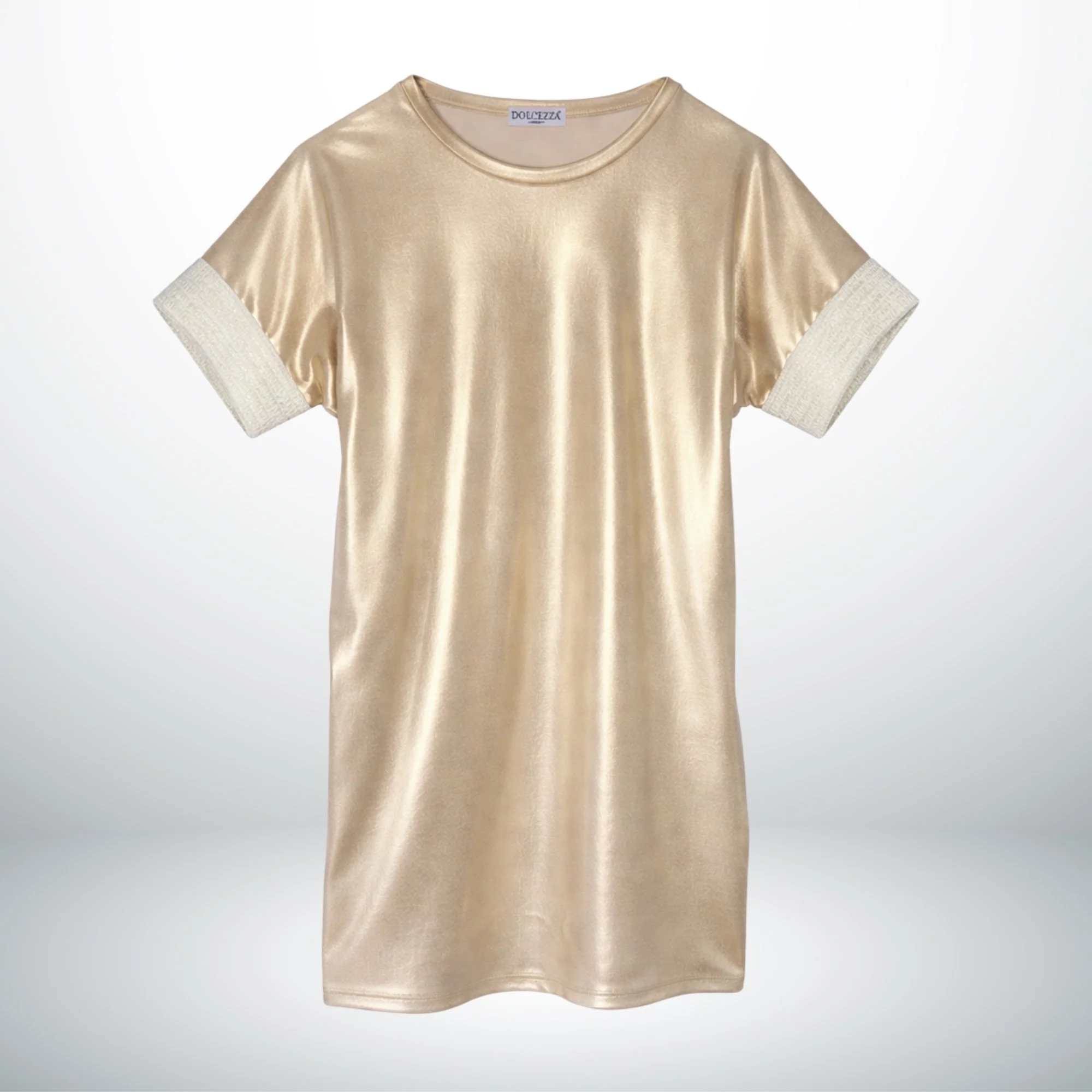 Gold Dress with Contrast Trim