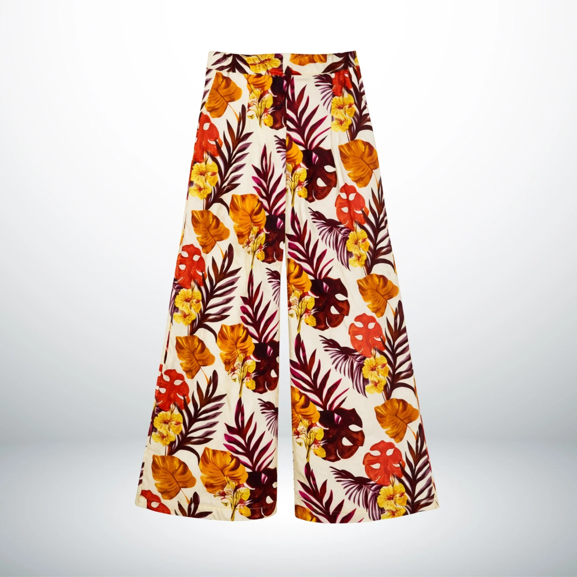 TROPICAL COTTON WIDE-LEG PANT