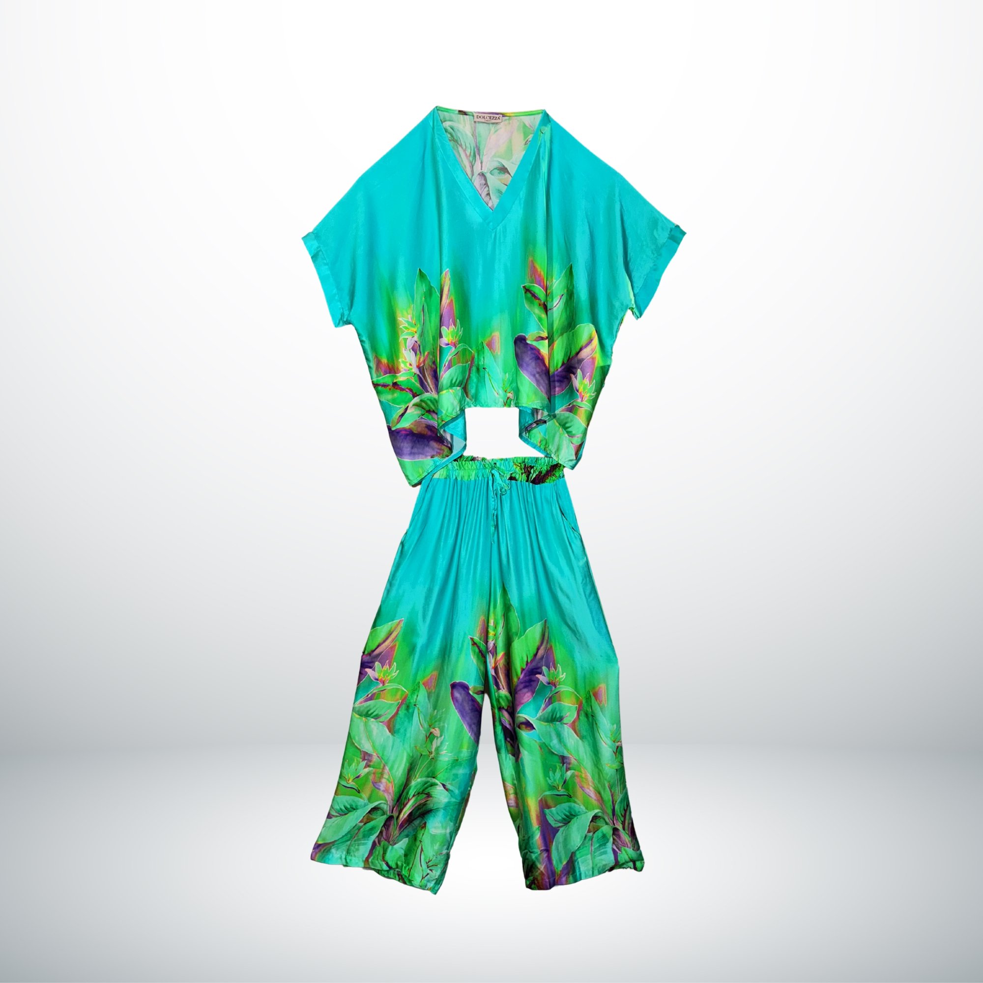 TROPICAL ACQUAMARINE BREEZE SILK SET