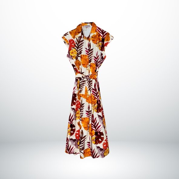 TROPICAL COTTON DRESS WHITE