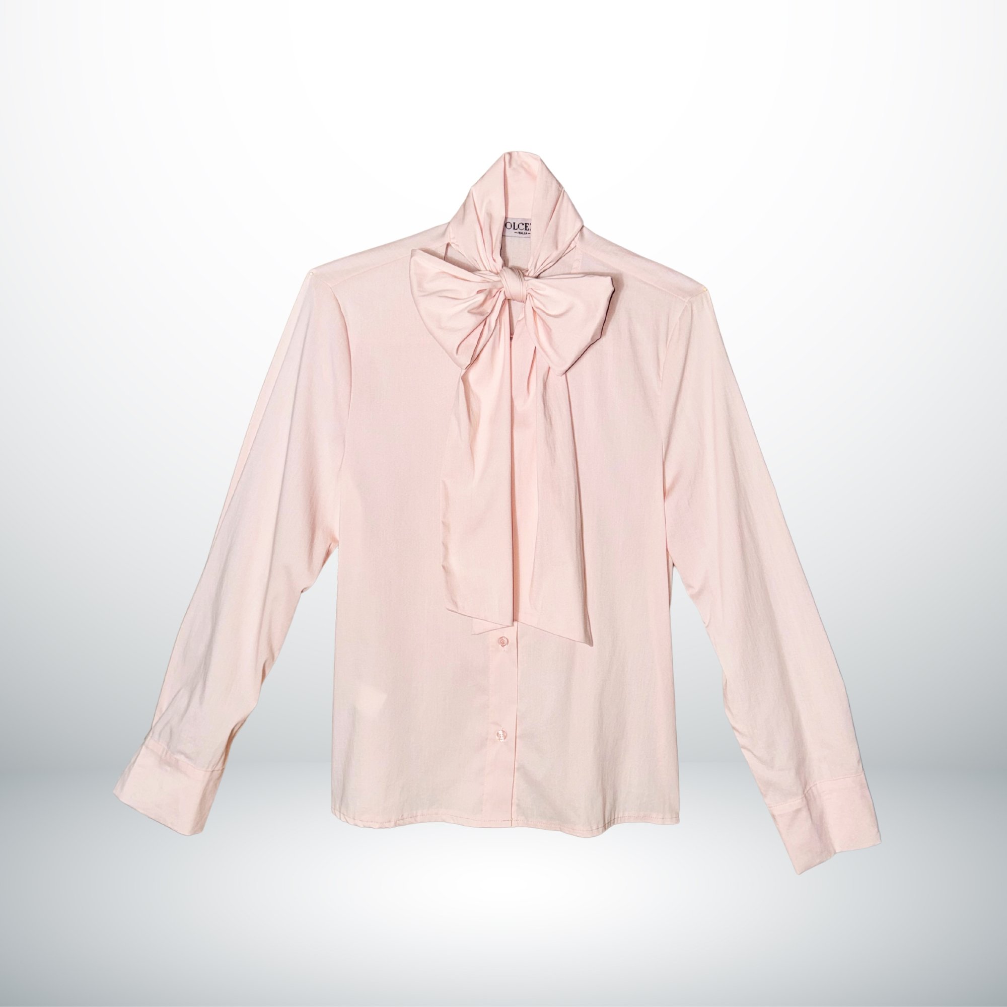 SELF-TIE NECK BOW COTTON SHIRT