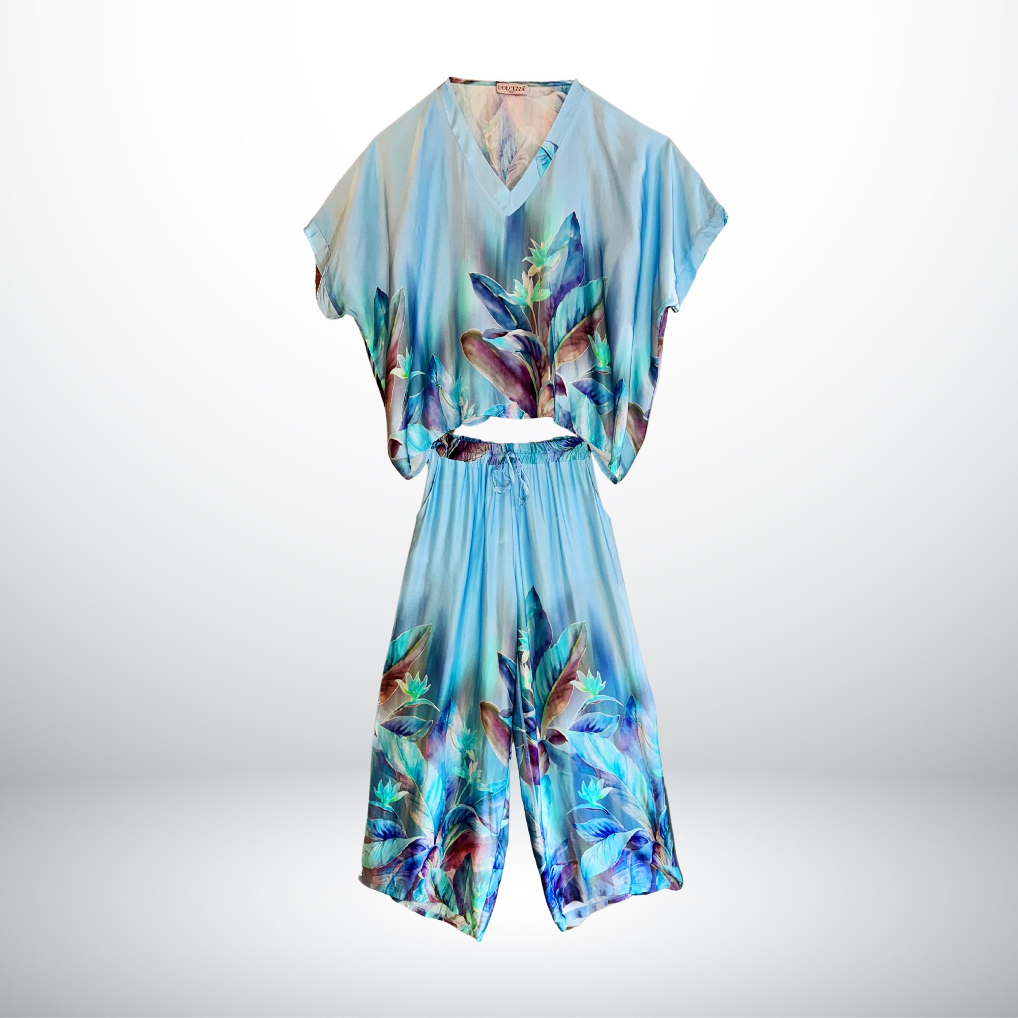 TROPICAL BLUE BREEZE SILK SET