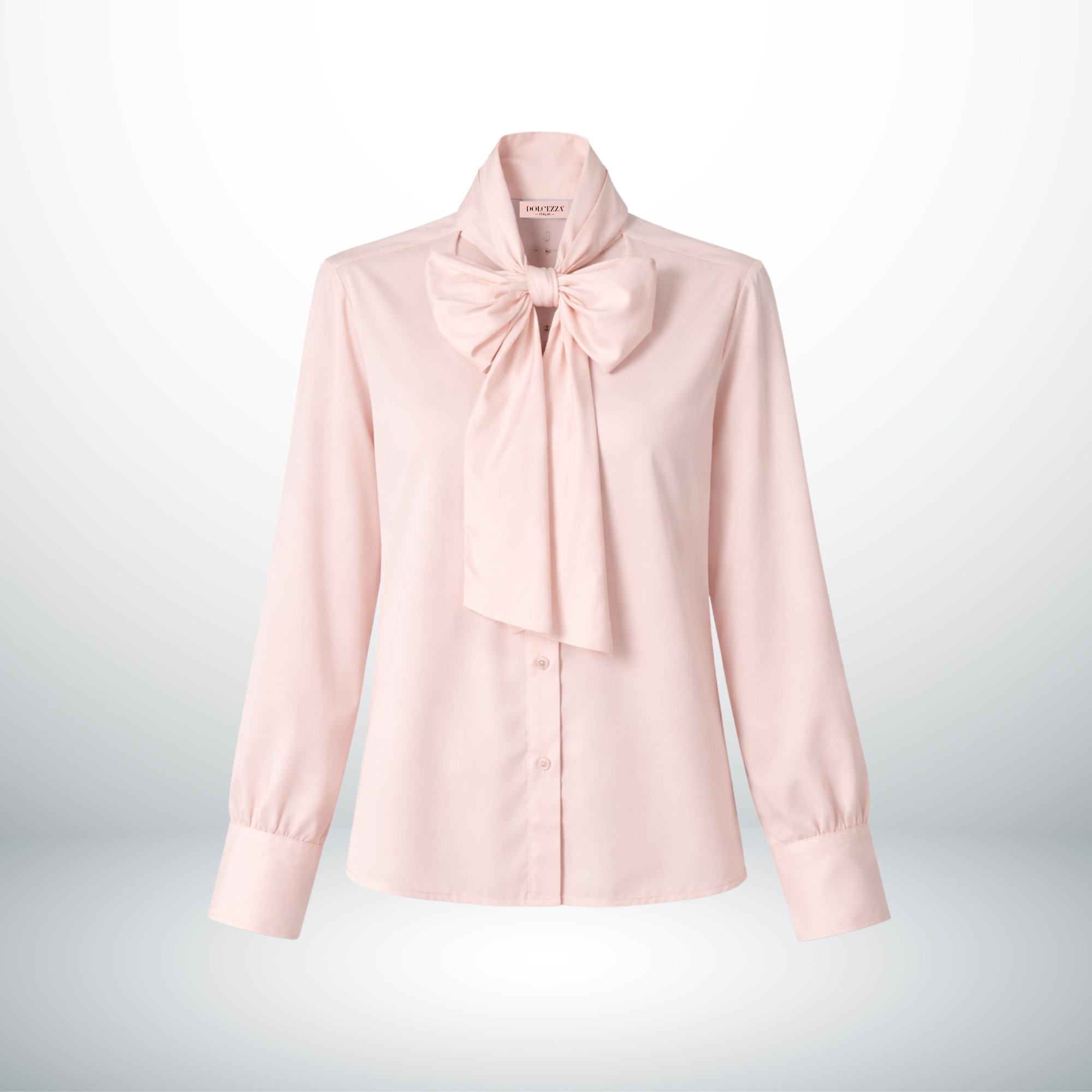 SELF-TIE NECK BOW COTTON SHIRT