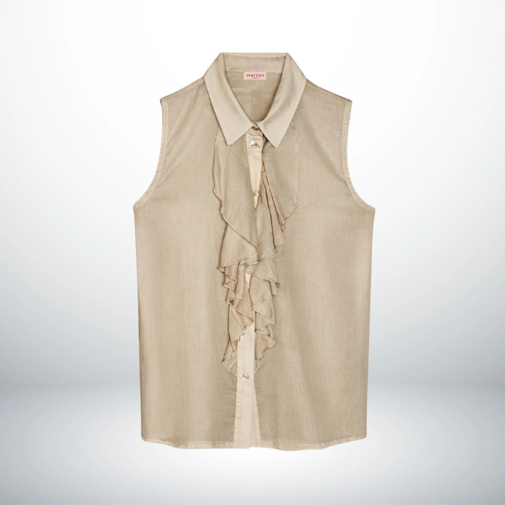 Sleveless Cotton Ruffle Blouse