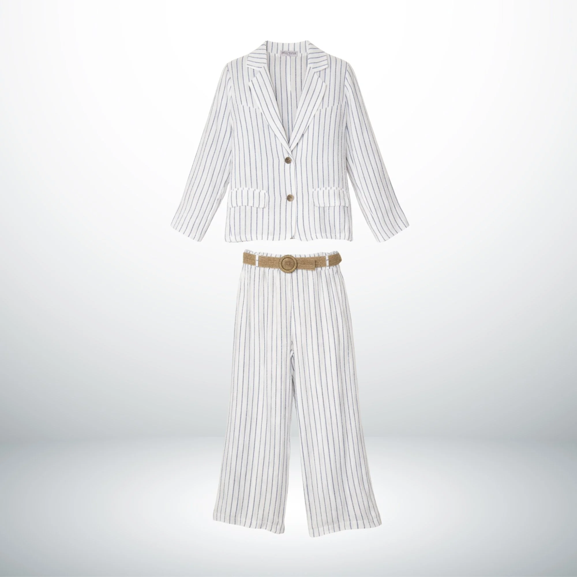 PUGLIA WHITE AND BLUE STRIPED LINEN SET