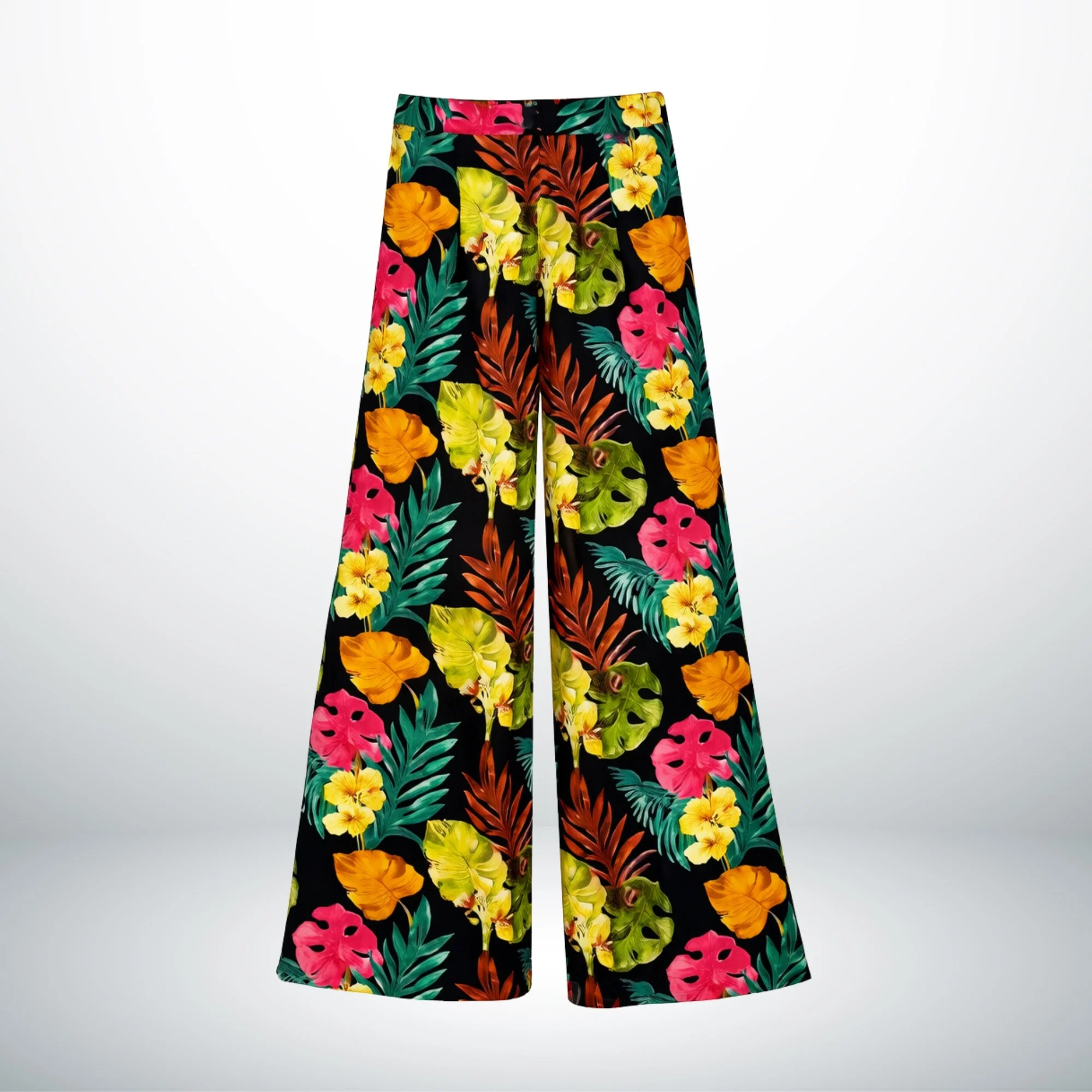 TROPICAL COTTON WIDE-LEG BLACK PANT