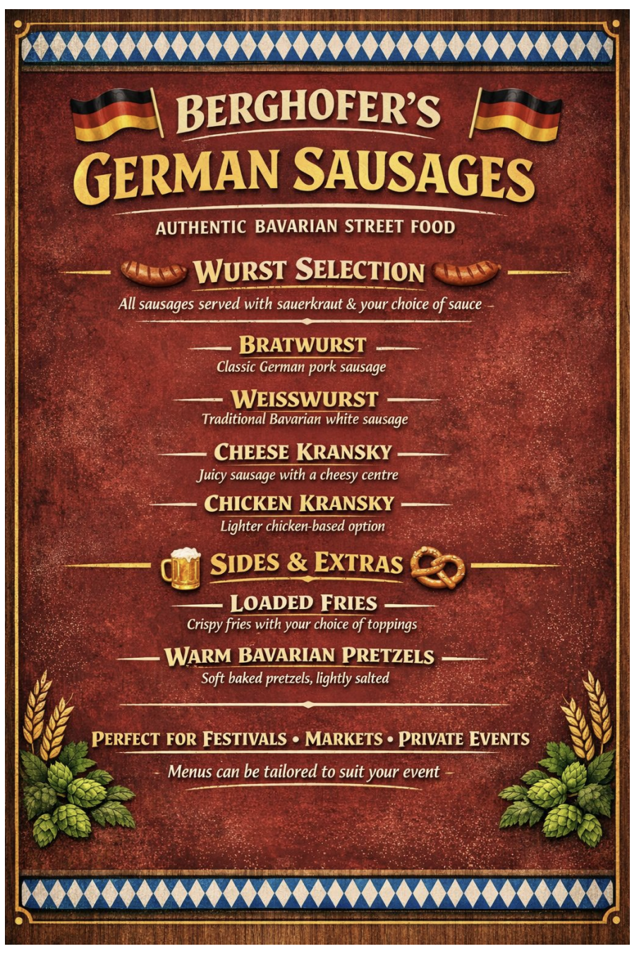 German Sausages Menu