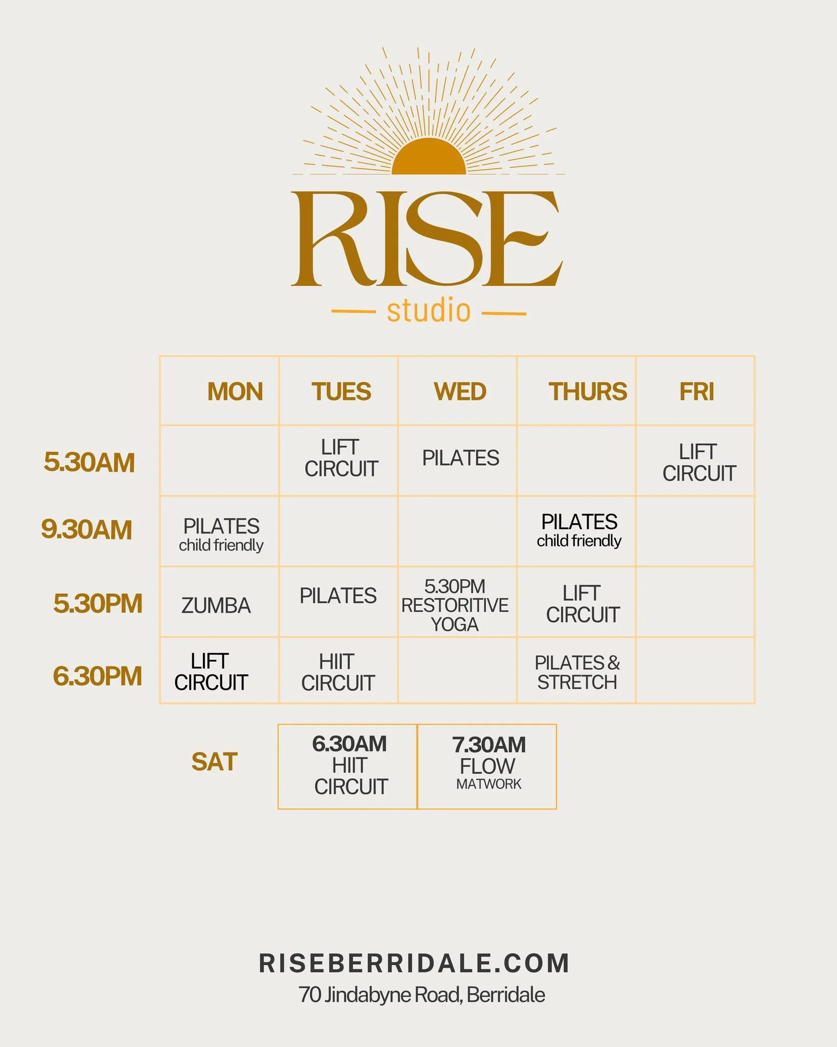 Brand new timetable, starting next week 🌞