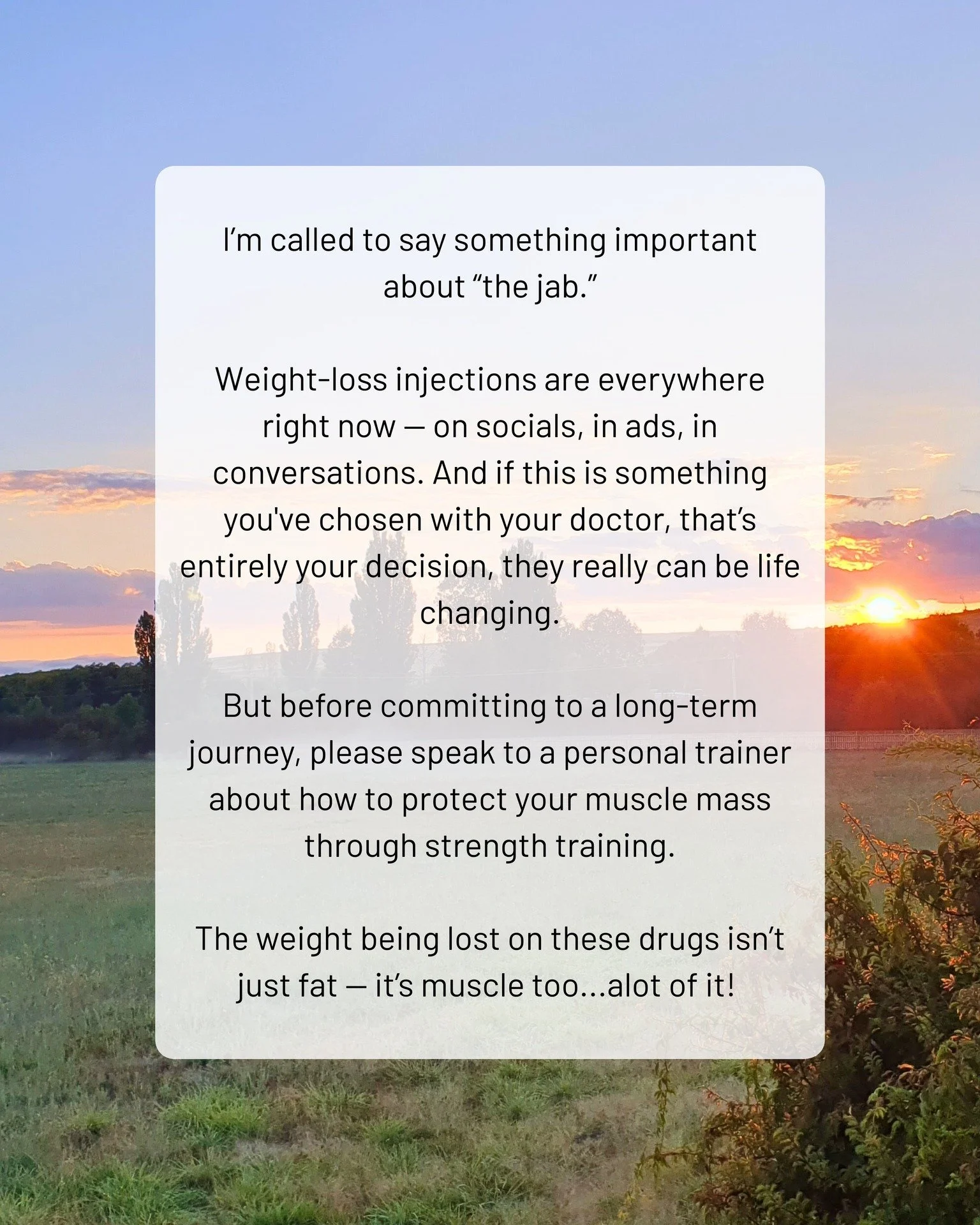 Weight-loss injections are everywhere right now. If it's a path you&rsquo;ve chosen, that&rsquo;s between you and your doctor &mdash; but before you commit, please speak to a trainer.

You&rsquo;re not just losing fat &mdash; you&rsquo;re losing musc