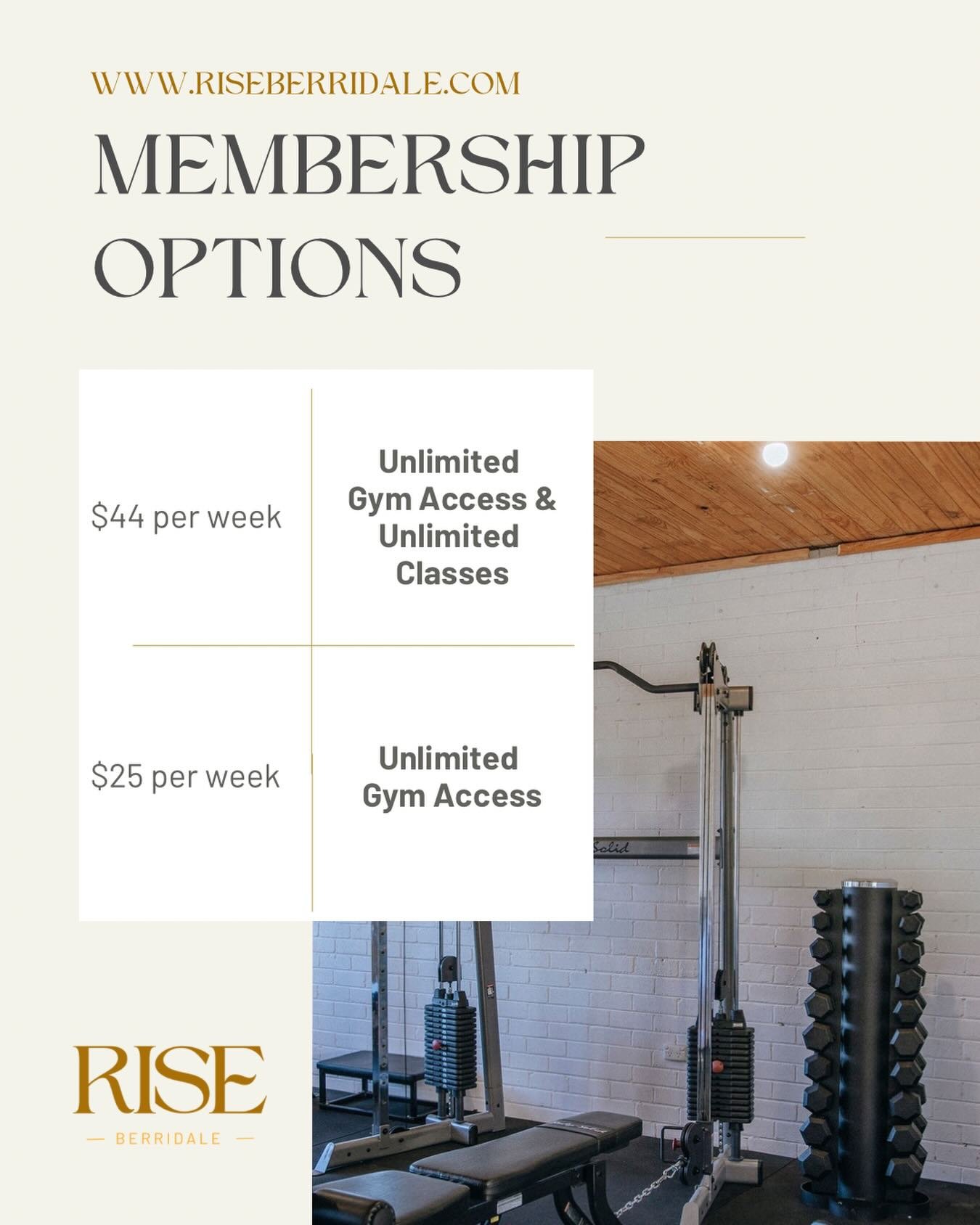 Important and pretty exciting announcement&hellip;

We are making it even easier for you to feel your strongest, most confident self by simplifying our membership options.

Option 1 includes full unlimited self access to our gym floor for $25 per wee