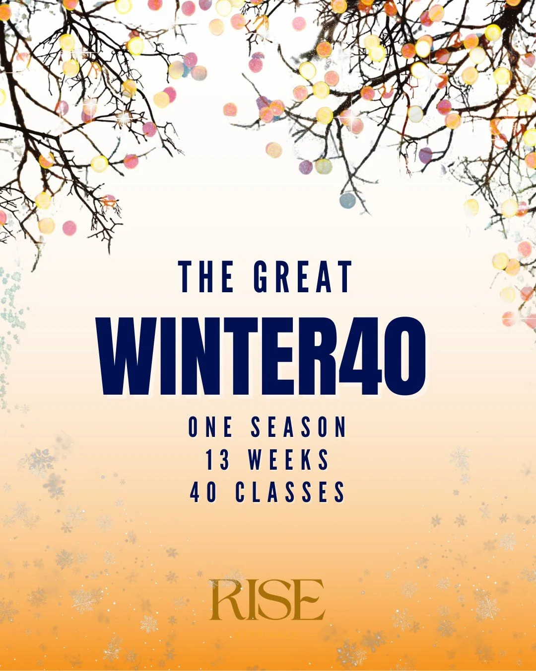 THE GREAT WINTER 40 IS HERE.

One season.
13 weeks.
40 classes.

Can you do it?!

Winter is the time to lock in, stay consistent, and get rewarded for it.

Complete 40 classes this winter, win amazing prizes, and feel your absolute best &mdash; physi