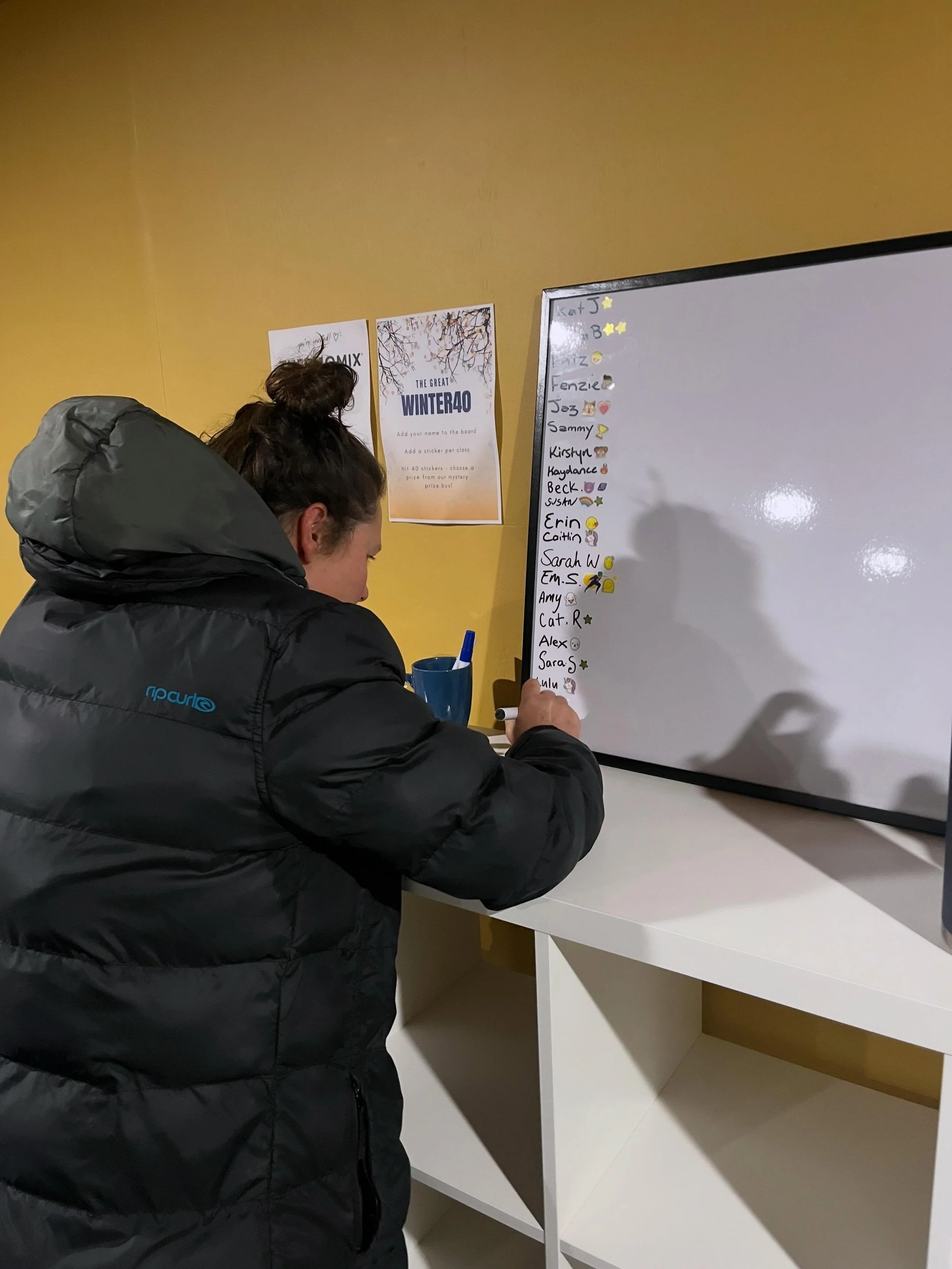 Our Winter40 is underway ⭐️

1 season. 13 weeks. 40 classes. 

Every single person who hits 40 classes by end of August wins! 

Grab a membership and come join all the fun of a sticker chart and a mystery prize box 😉