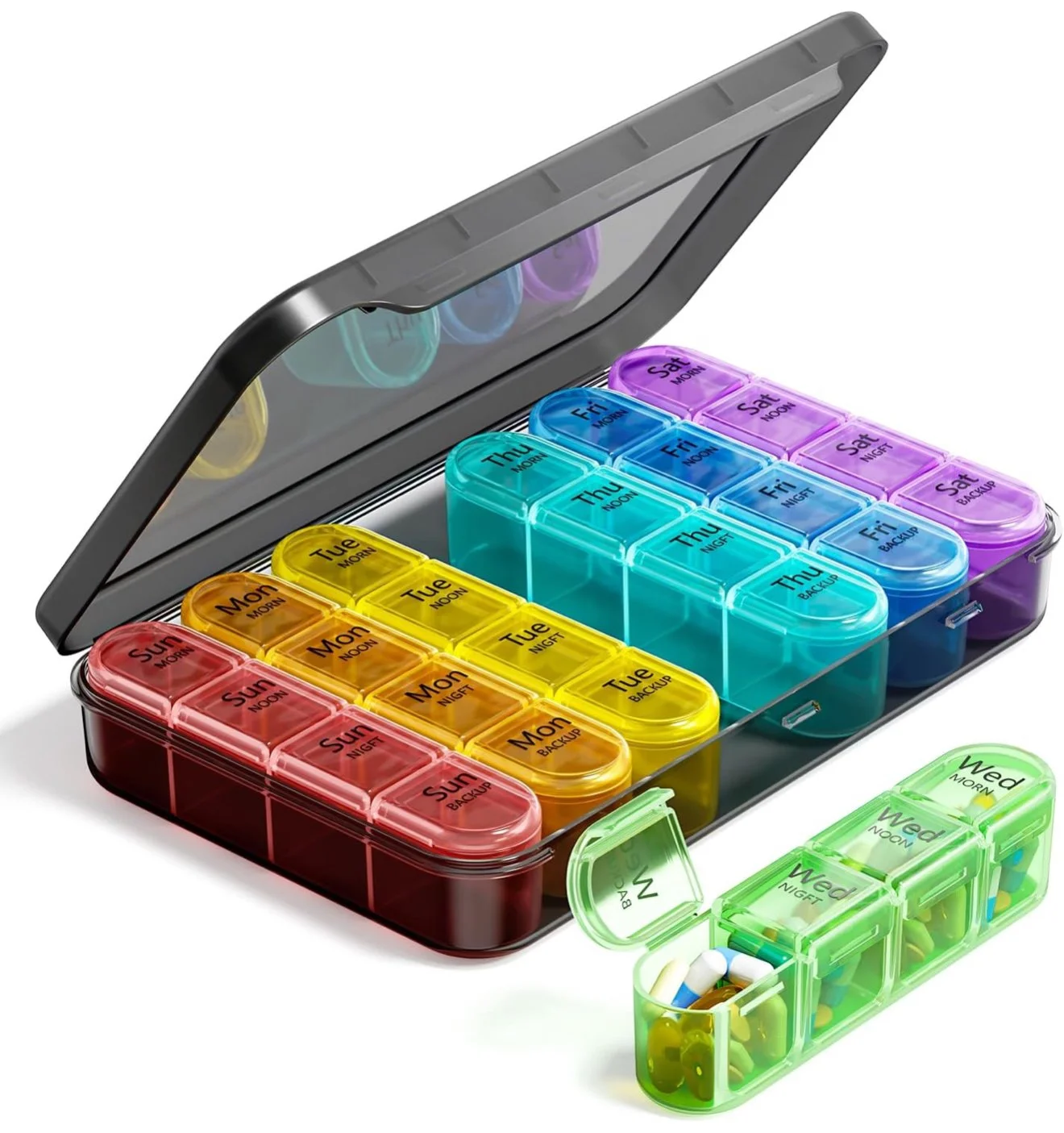 Odaro Weekly Pill Organizer 4 Times a Day, BPA Free Daily Pill Box 7 Day, Large Travel Pill Case with 28 Compartment to Hold Medicine, Vitamin and Supplement