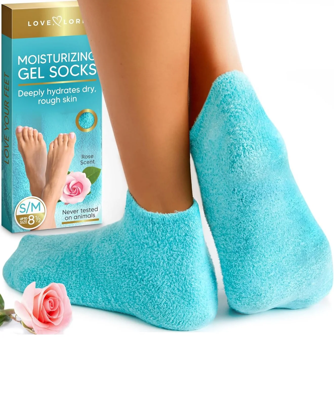 Moisturizing Socks - Gel Silicone Aloe Spa Socks (Up to Size 8.5) Infused with Vitamin E & JoJoba Oil - Self Care Spa Gifts for Women Foot Care