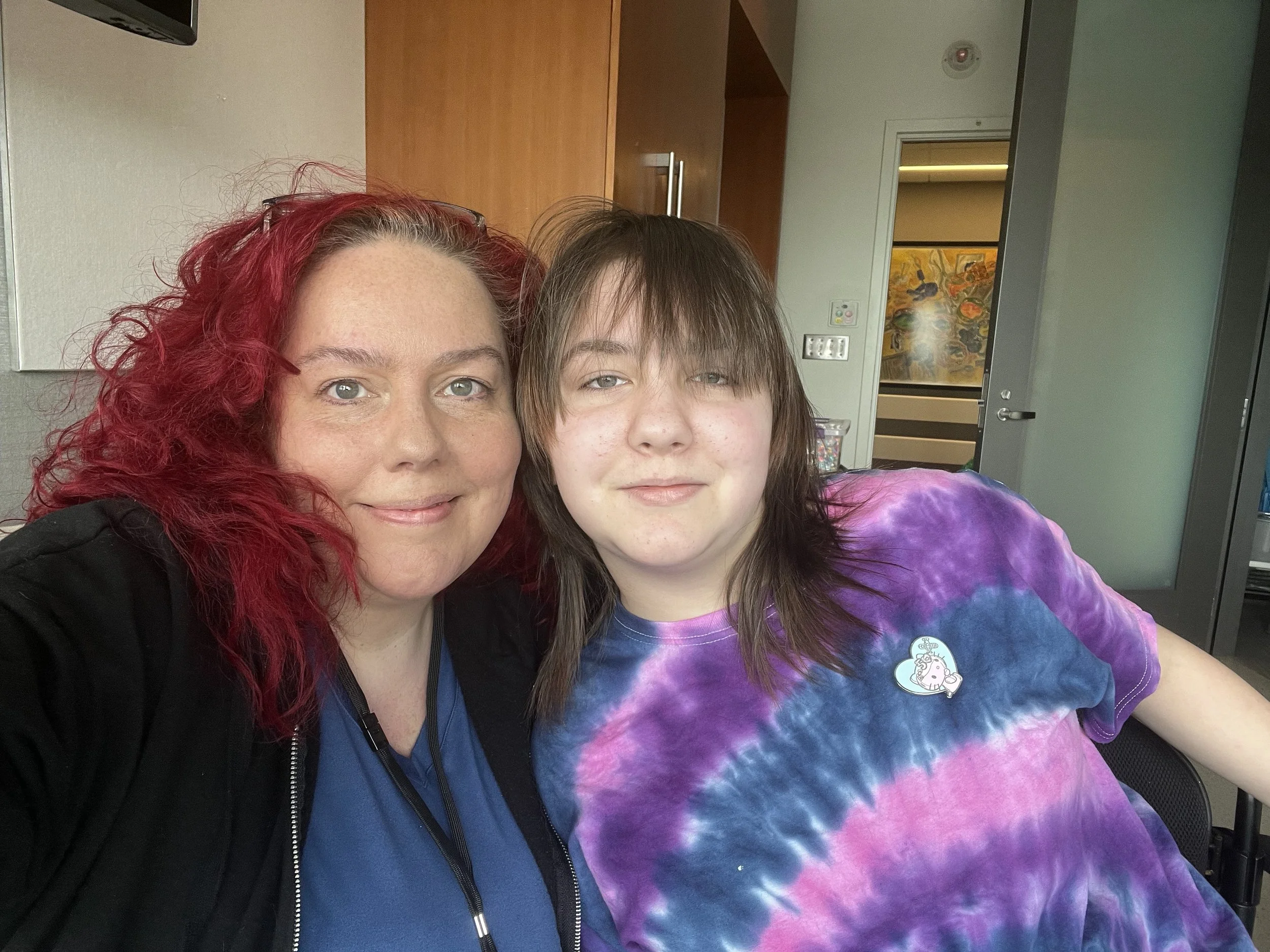 Kat and Olivia getting ready to be discharged from Spaulding Rehabilitation Hospital.