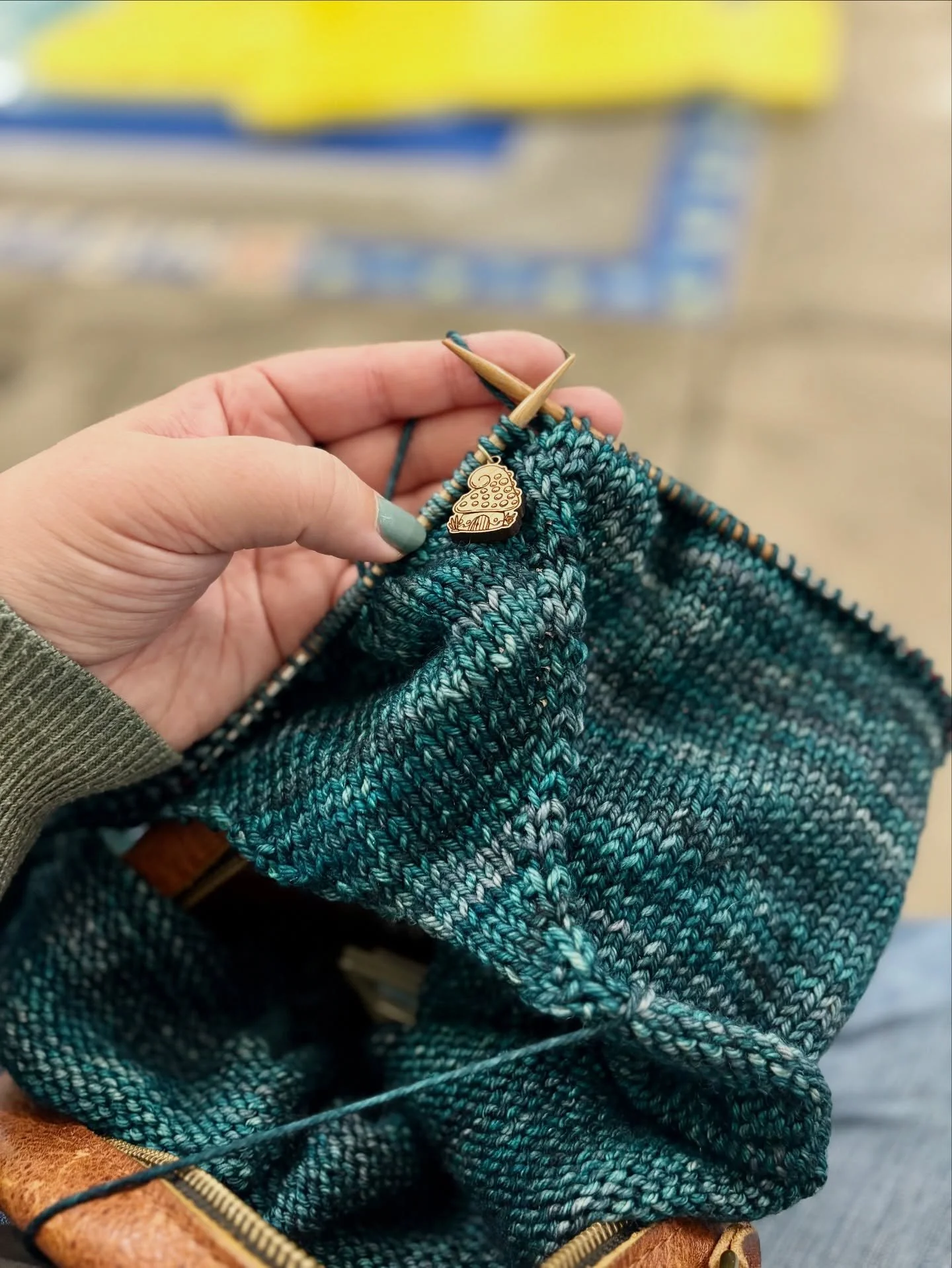 #novemberknittingchallenge Day 6: Getting a few rows done during swim lessons! 

Pattern: Men&rsquo;s Classic Raglan Sweater by Jane Richmond
Yarn: Malabrigo Rios in Pines